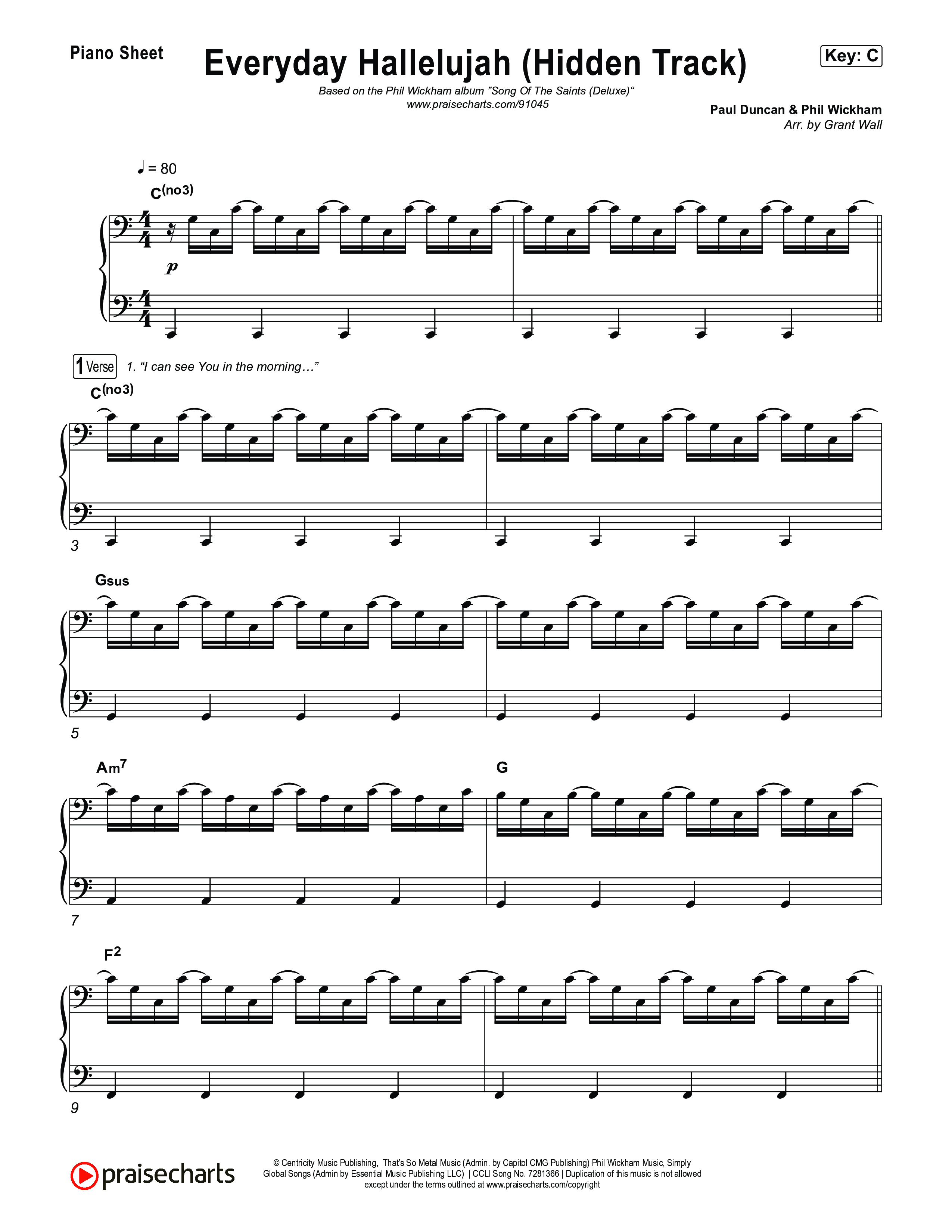 Everyday Hallelujah (Hidden Track) Piano Sheet (Phil Wickham)