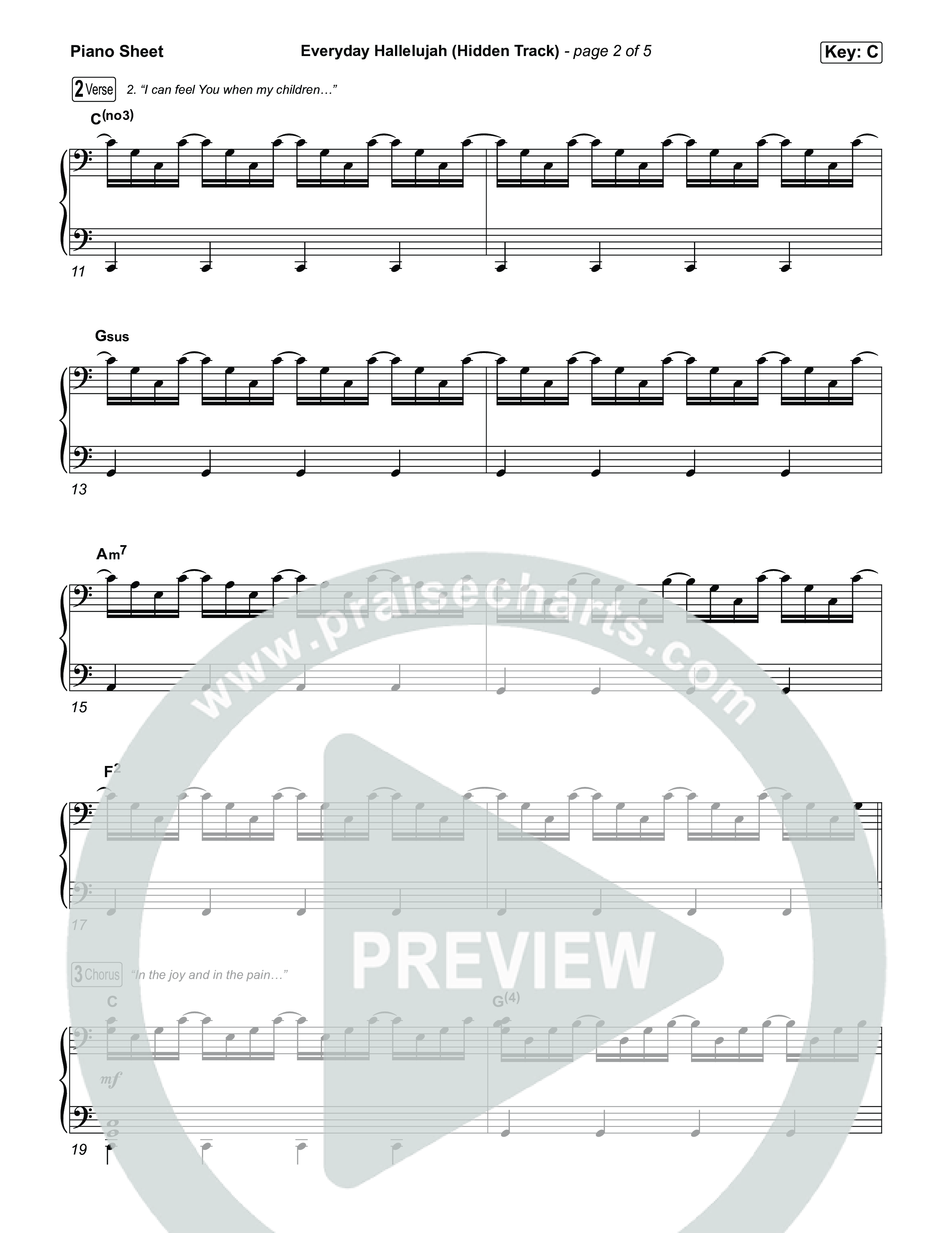 Everyday Hallelujah (Hidden Track) Piano Sheet (Phil Wickham)