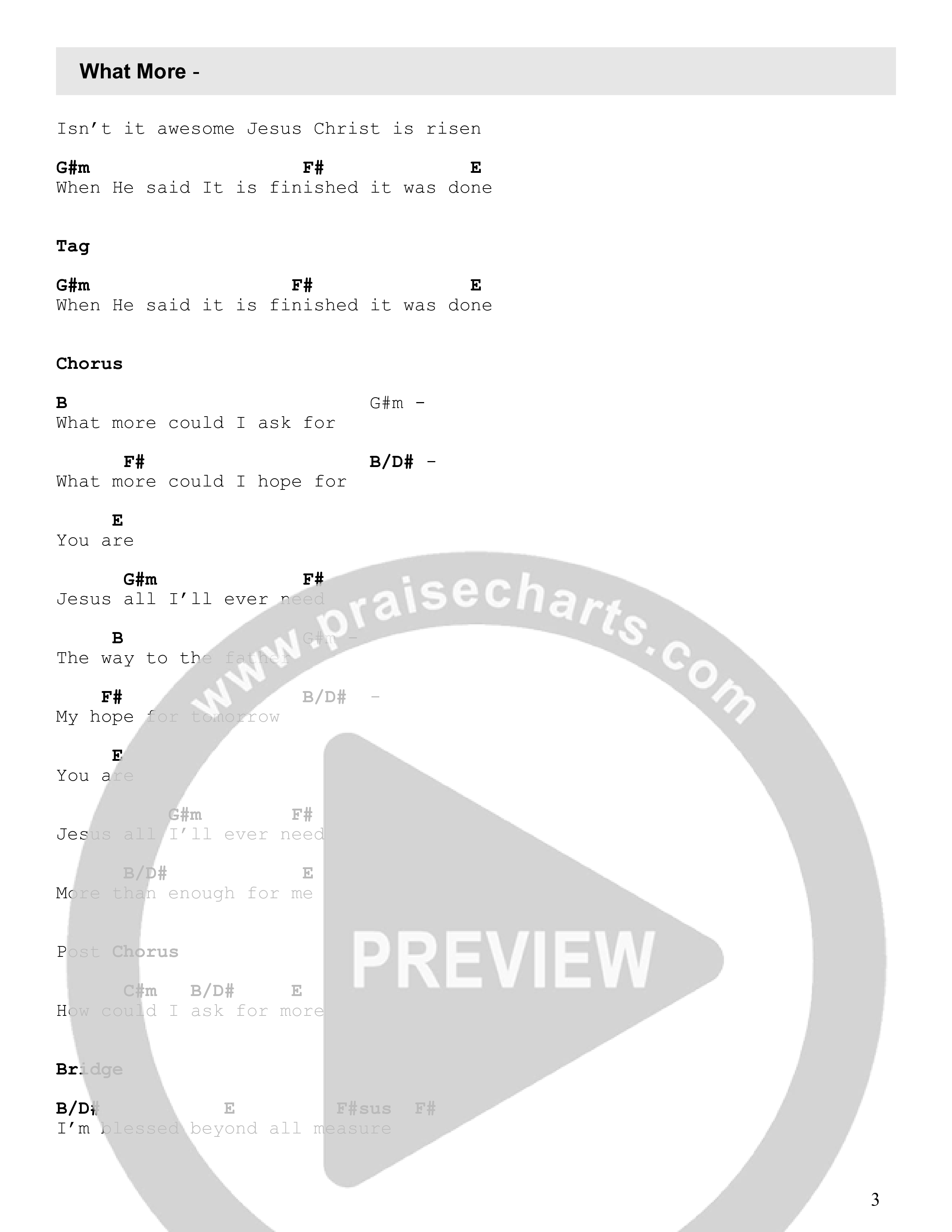 What More (Live) Chord Chart (Newlands Worship / Leeland)