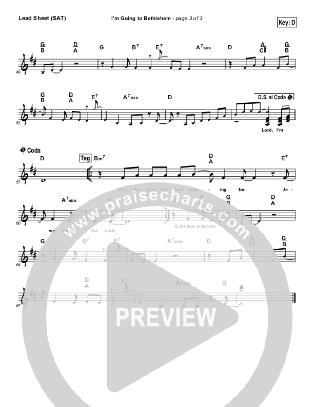 I'm Going To Bethlehem Lead & Piano (Tommy Walker)