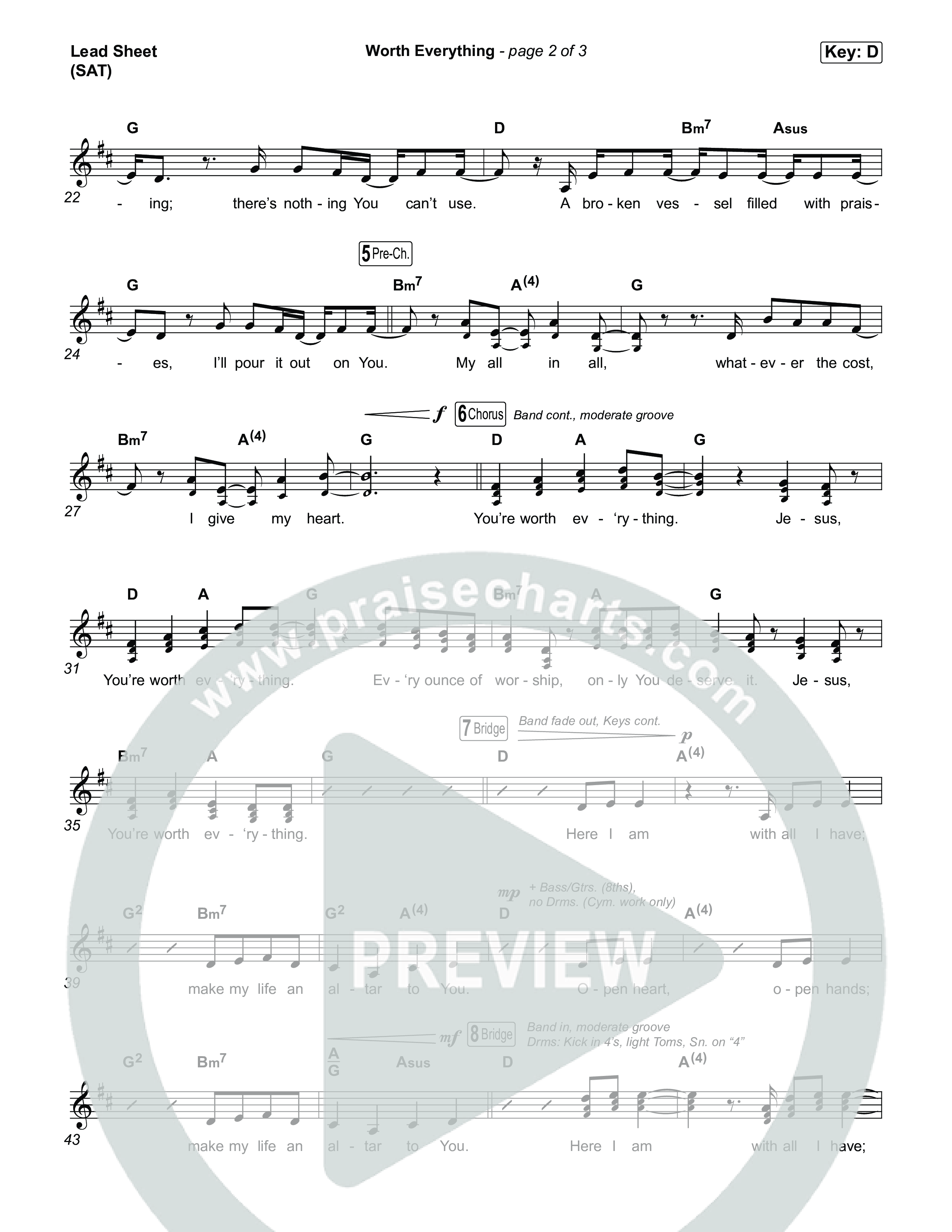 Worth Everything Lead Sheet (SAT) (Josh Baldwin)