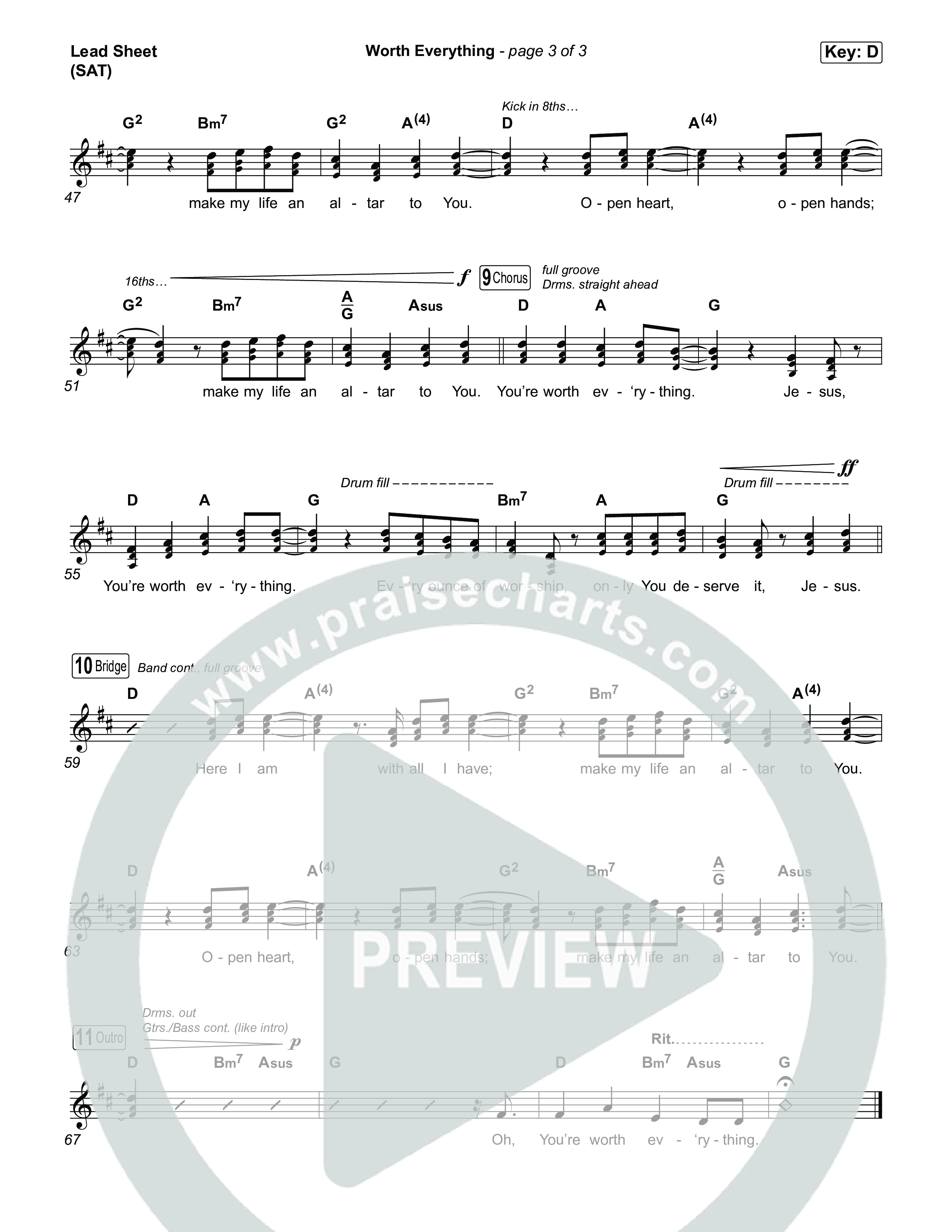 Worth Everything Lead Sheet (SAT) (Josh Baldwin)