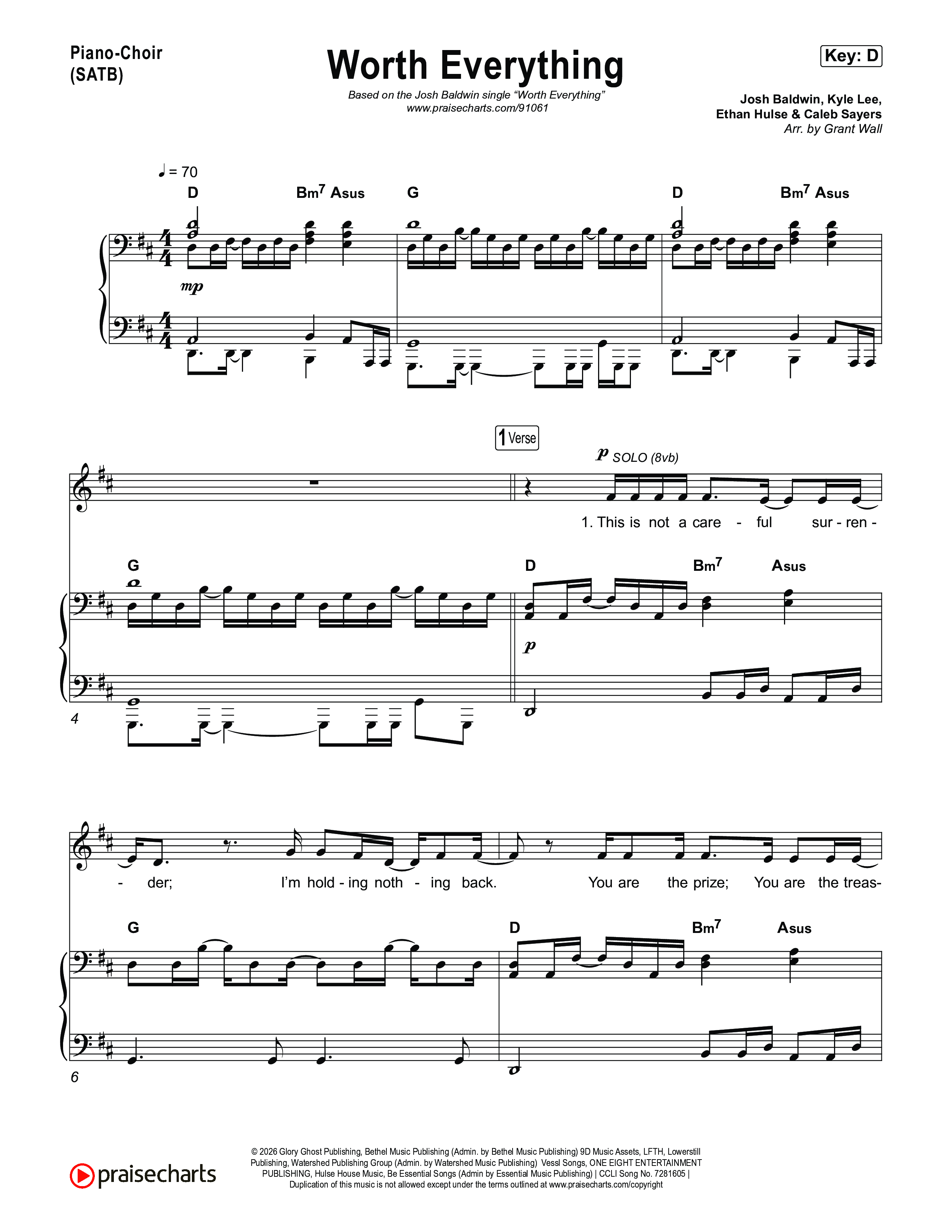 Worth Everything Piano/Vocal Pack (Josh Baldwin)