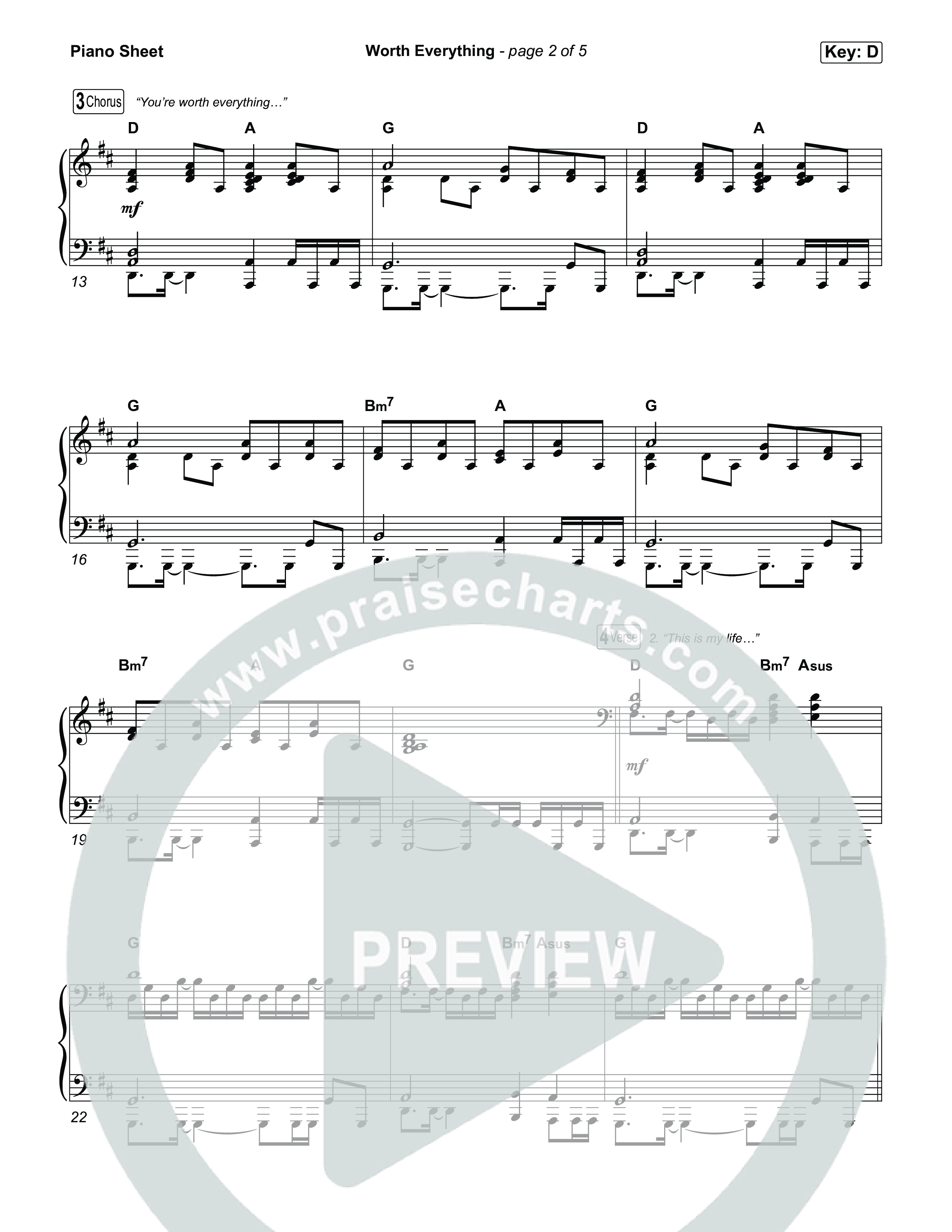 Worth Everything Piano Sheet (Josh Baldwin)