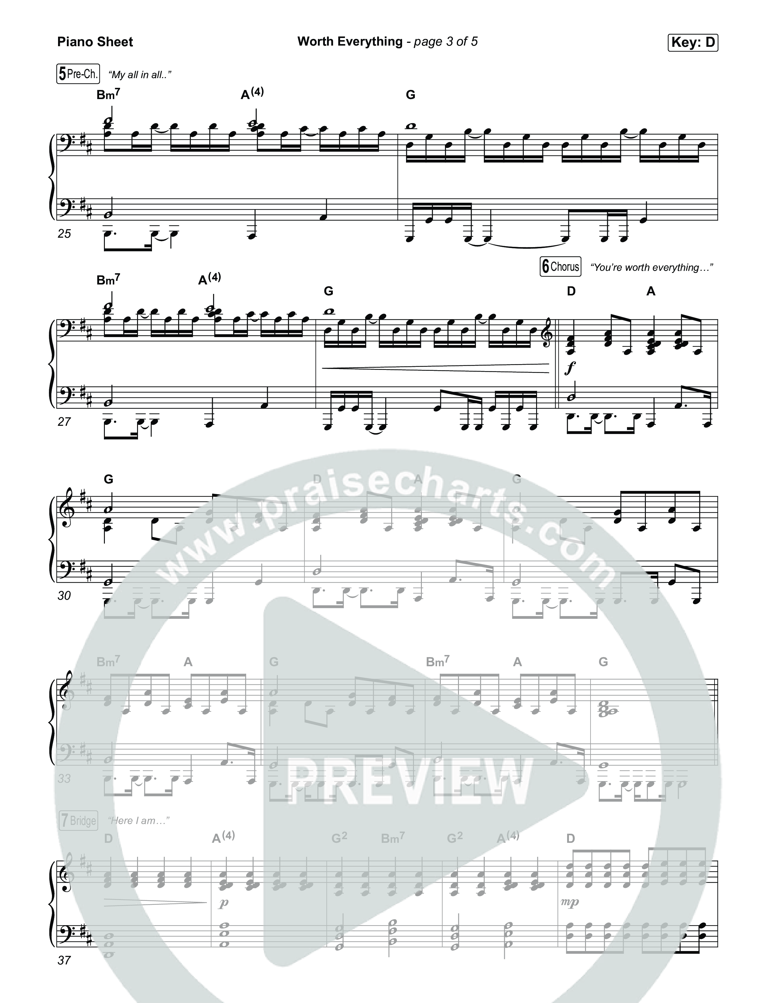 Worth Everything Piano Sheet (Josh Baldwin)