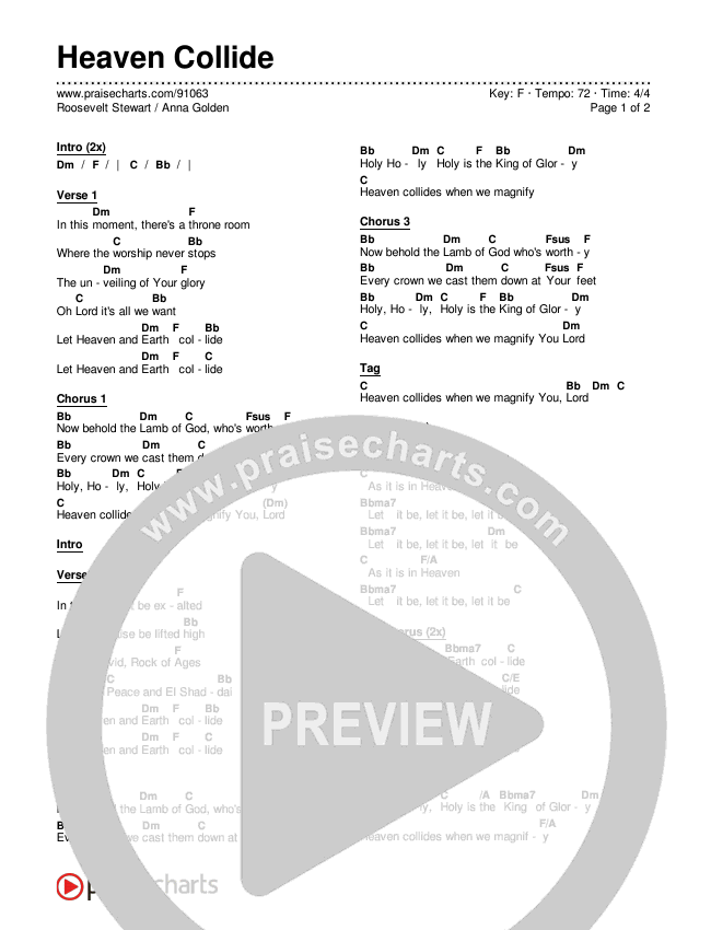 Heaven Collide Chords & Lyrics (Roosevelt Stewart / Anna Golden)