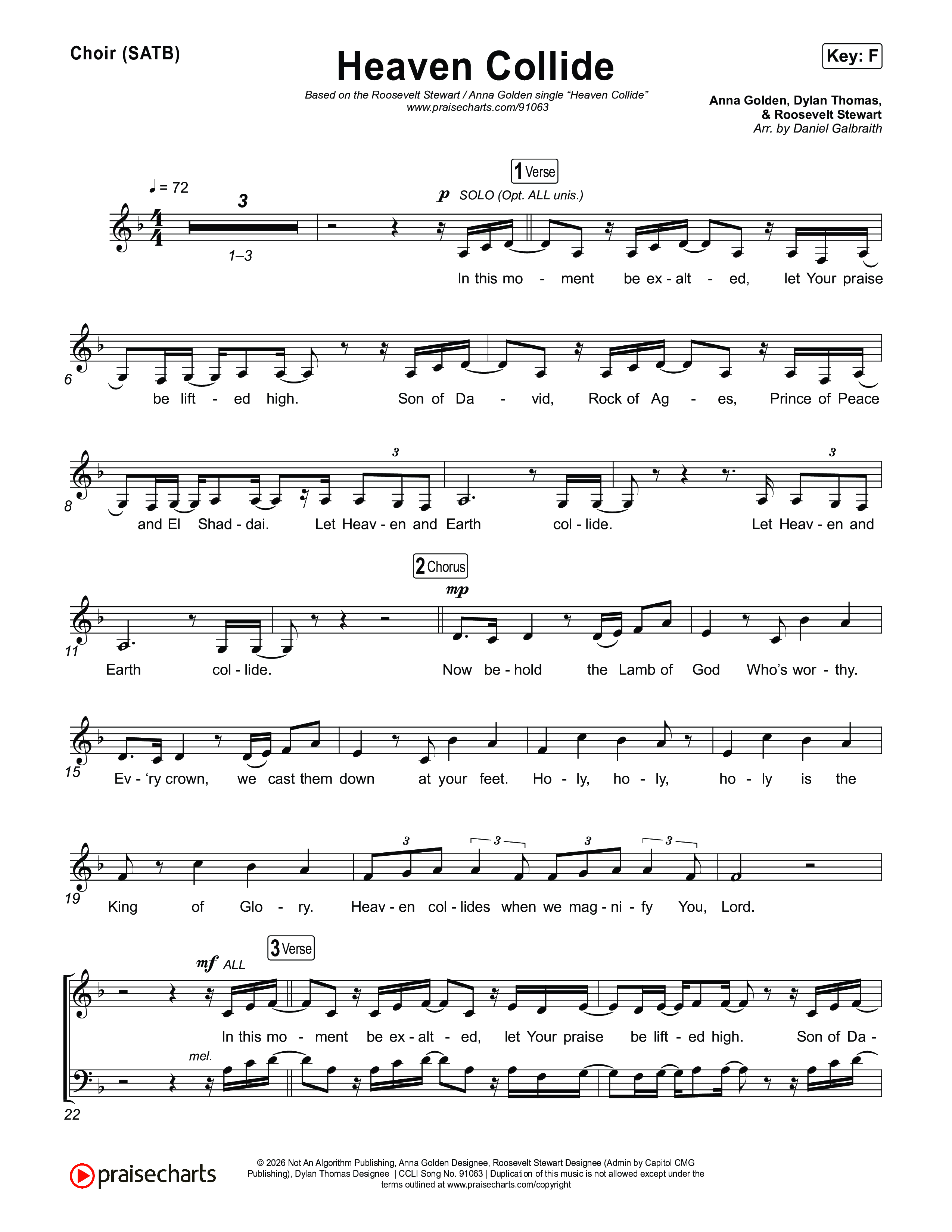 Heaven Collide Choir Sheet (SATB) (Roosevelt Stewart / Anna Golden)