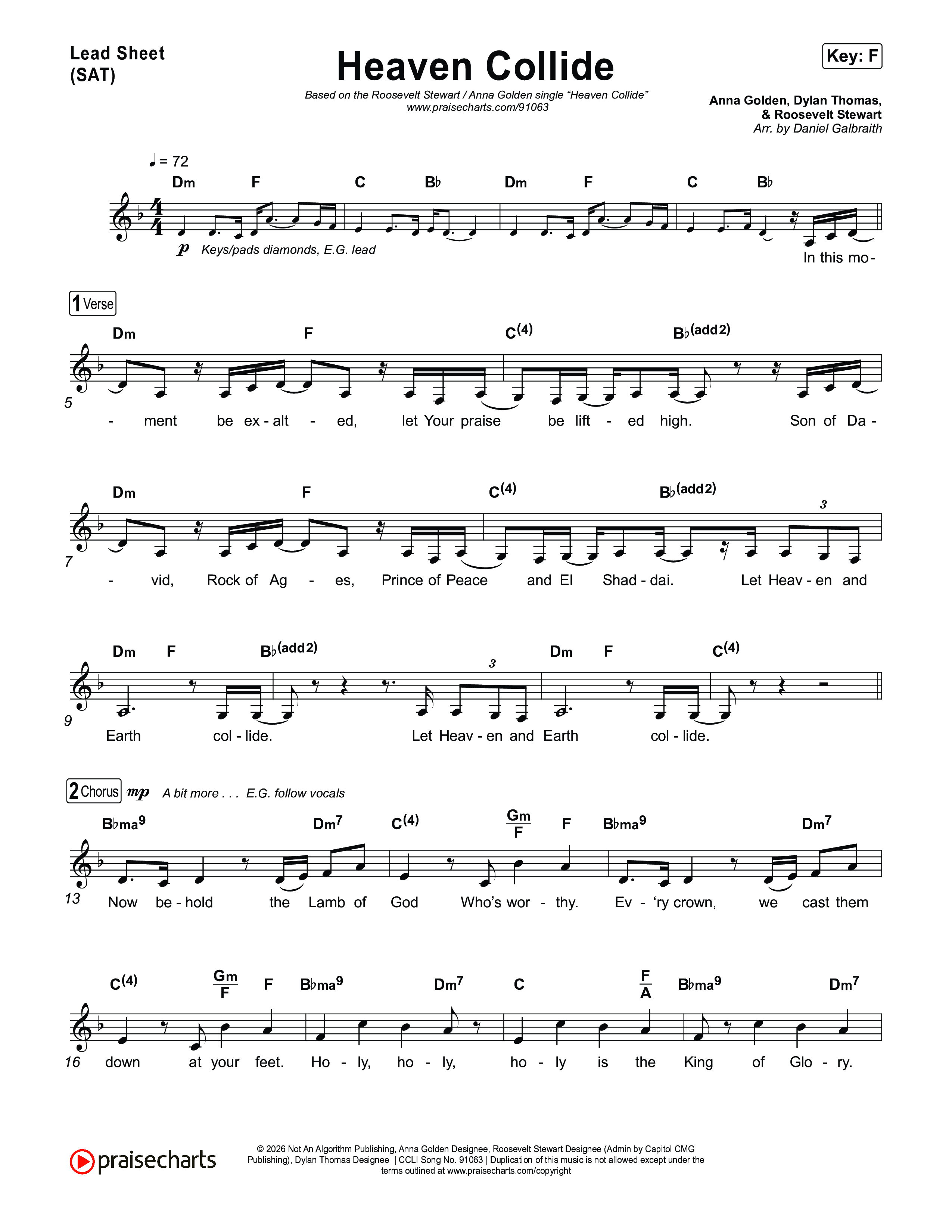 Heaven Collide Lead Sheet (SAT) (Roosevelt Stewart / Anna Golden)
