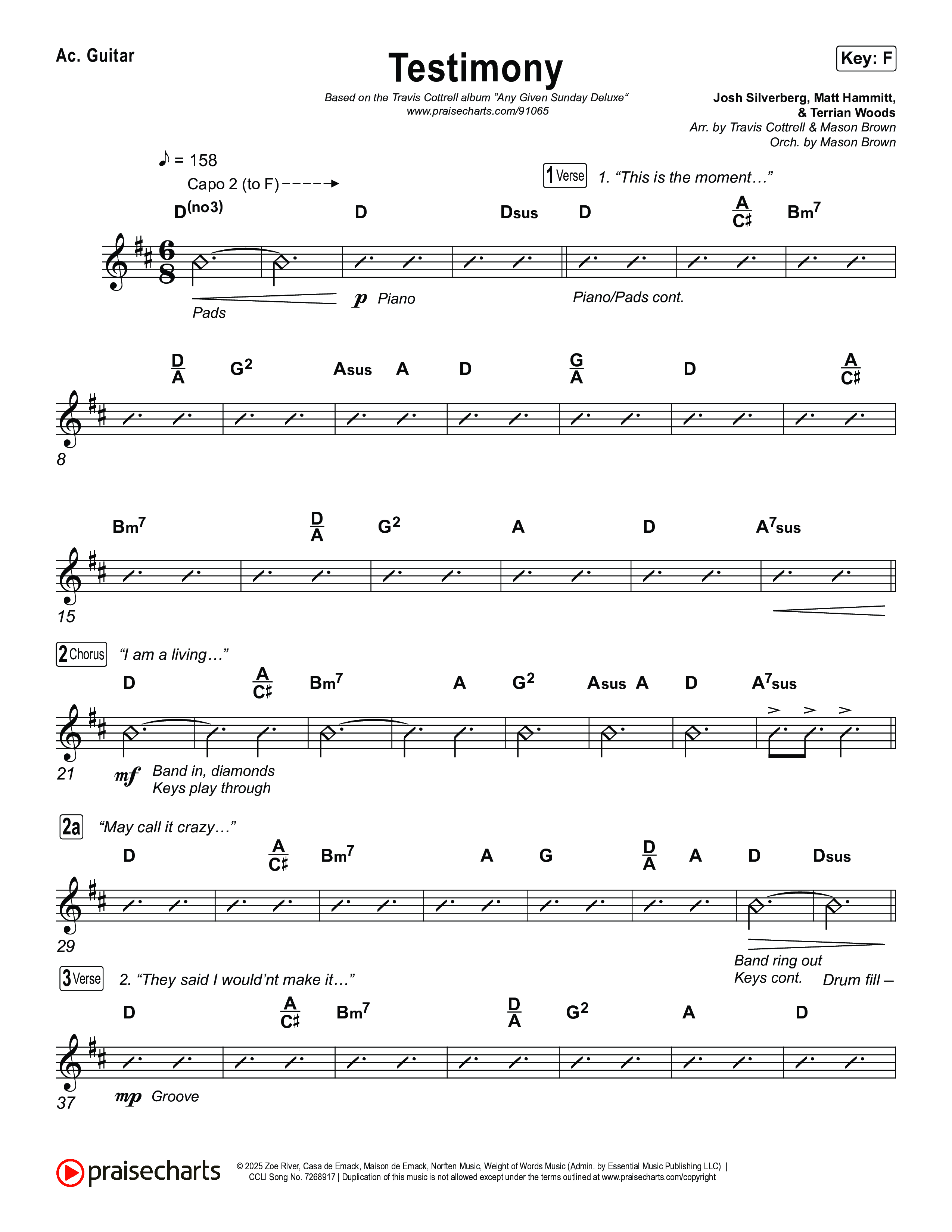 Testimony (Choral/SATB) Acoustic Guitar (Travis Cottrell / Cheryl Stark / Arr. Mason Brown)