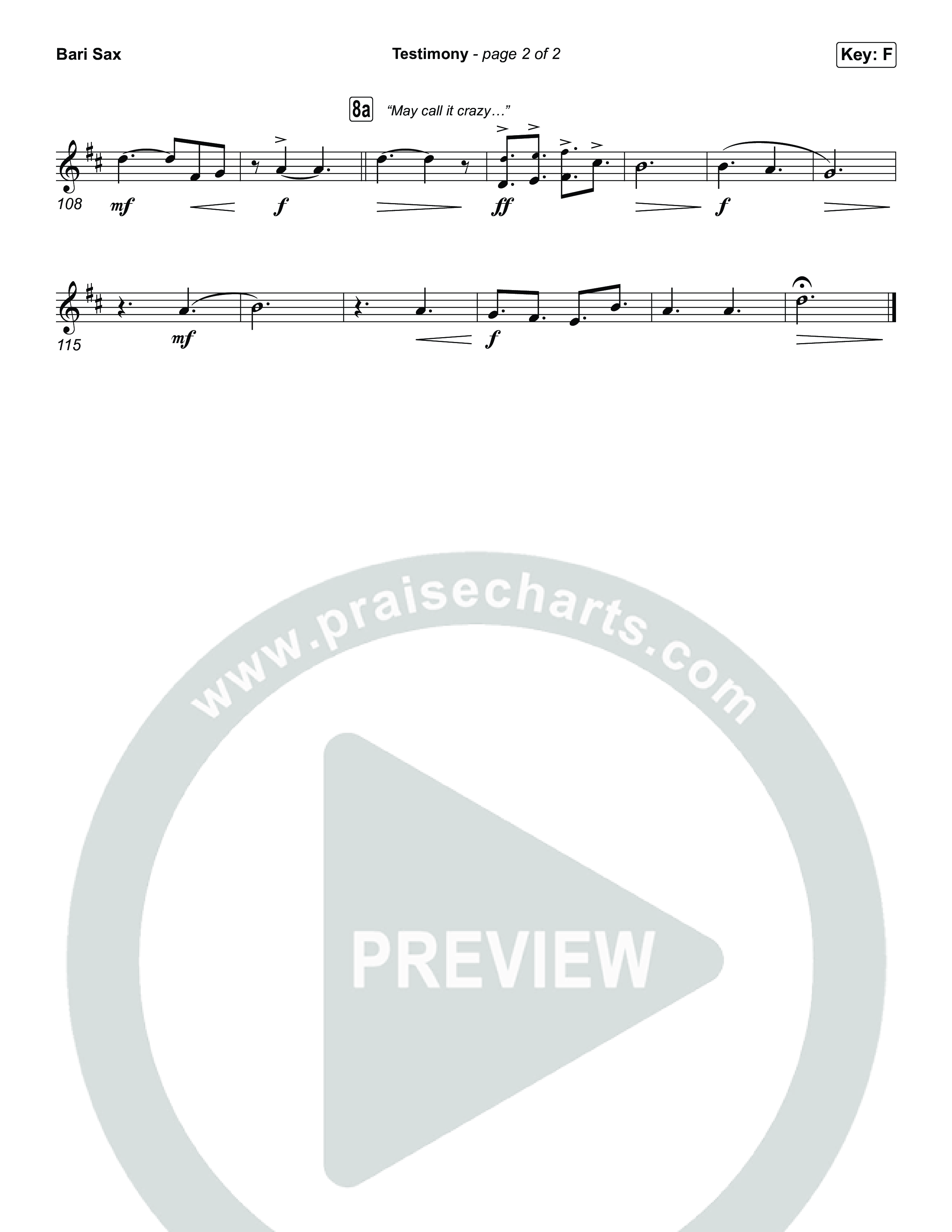 Testimony (Choral/SATB) Bari Sax (Travis Cottrell / Cheryl Stark / Arr. Mason Brown)