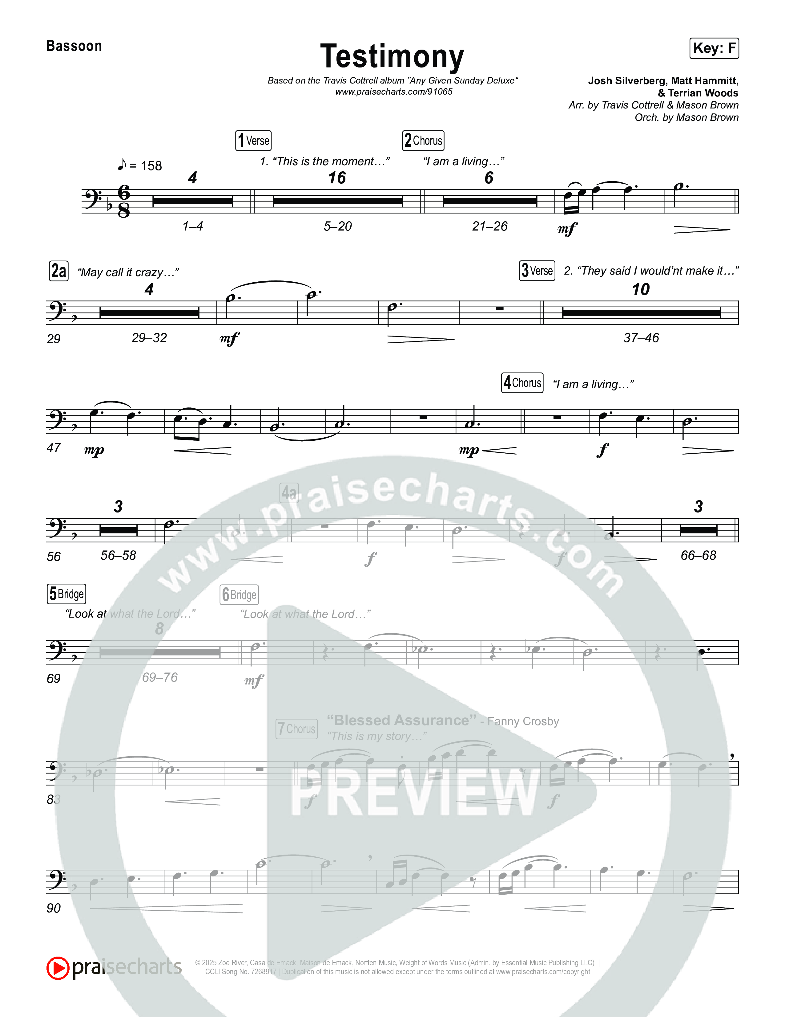 Testimony (Choral/SATB) Bassoon (Travis Cottrell / Cheryl Stark / Arr. Mason Brown)