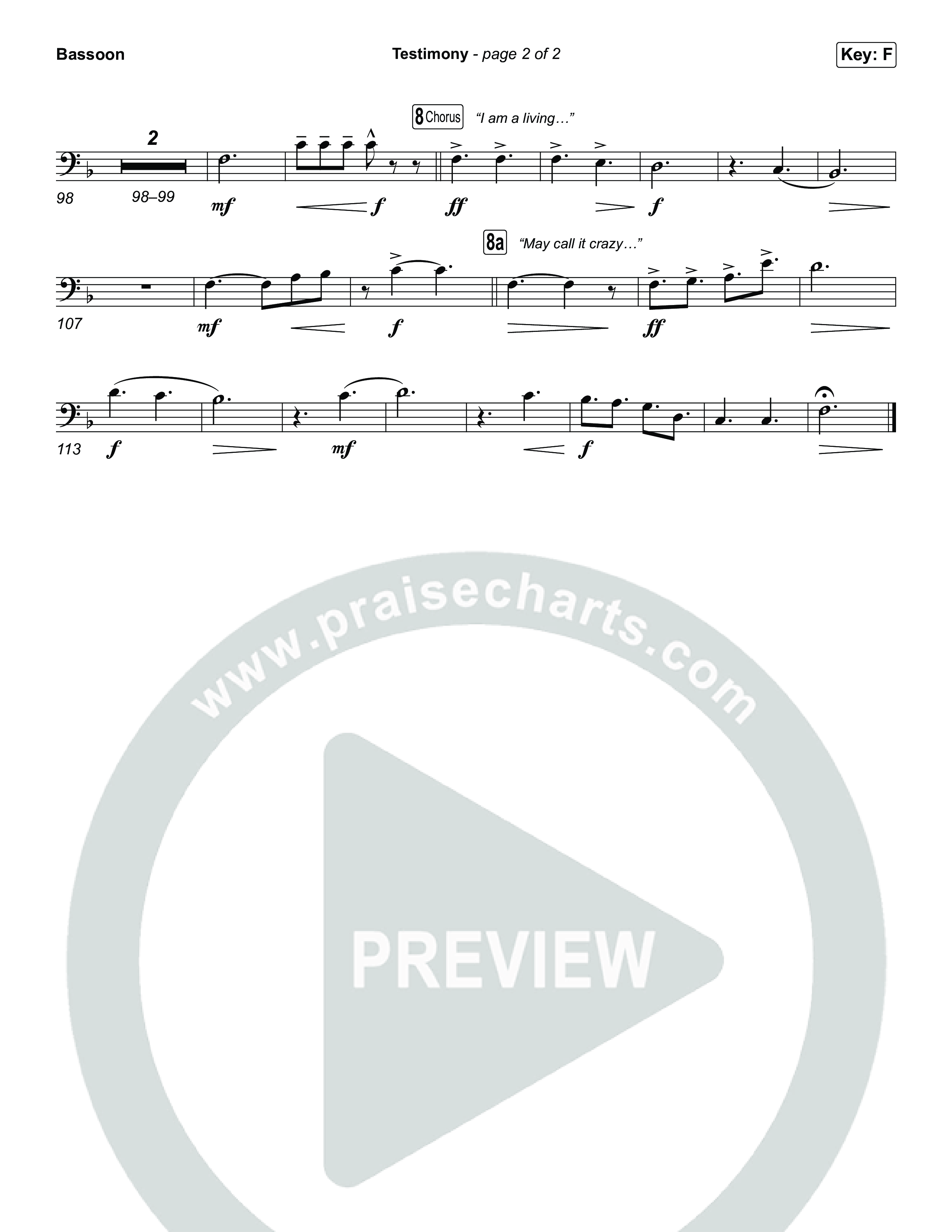 Testimony (Choral/SATB) Bassoon (Travis Cottrell / Cheryl Stark / Arr. Mason Brown)