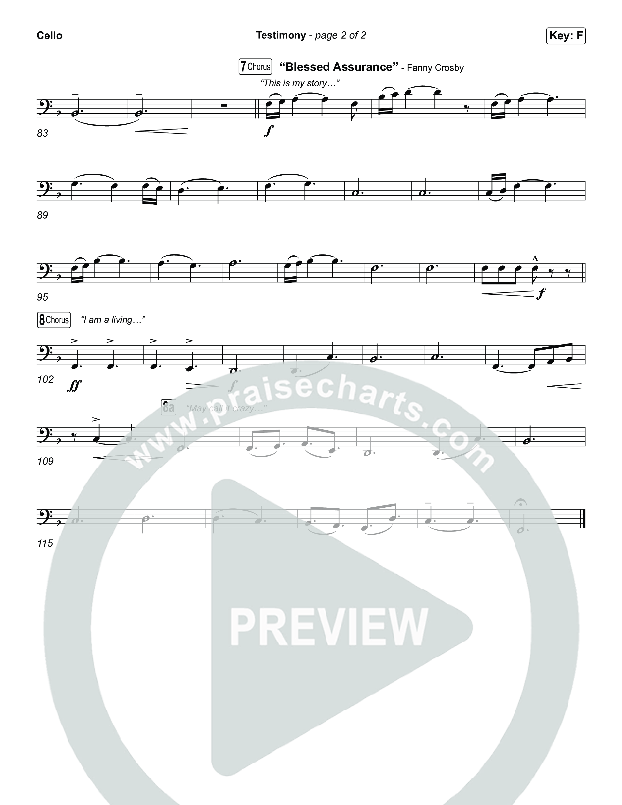 Testimony (Choral/SATB) Cello (Travis Cottrell / Cheryl Stark / Arr. Mason Brown)