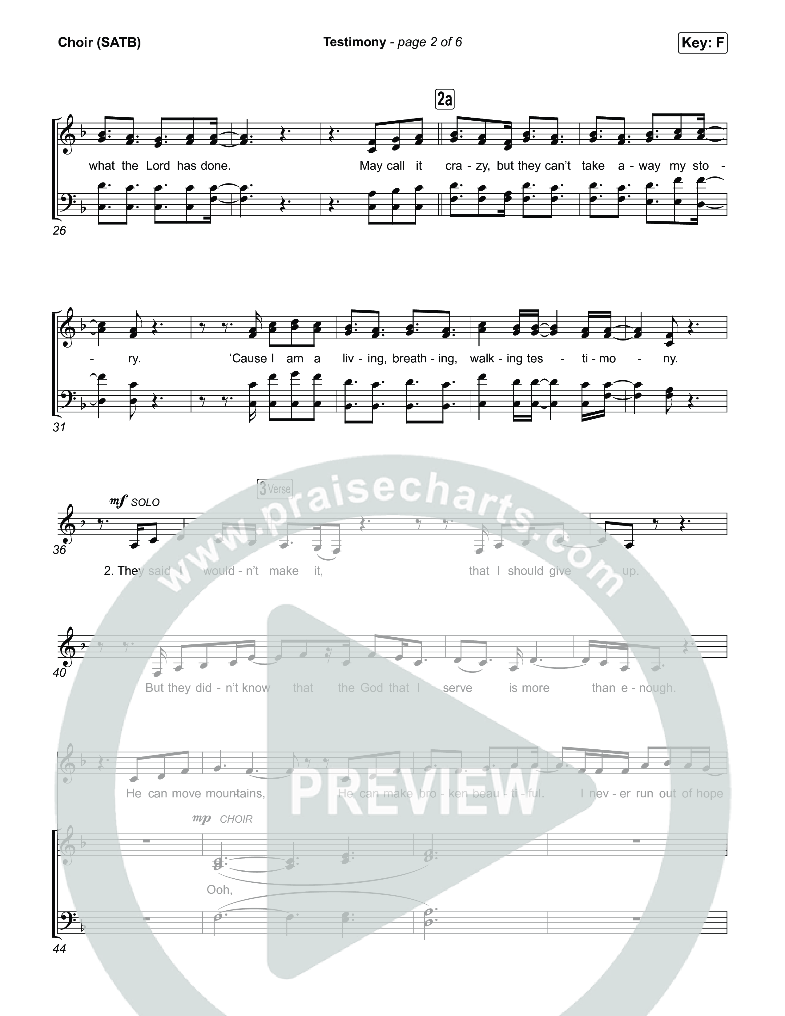 Testimony (Choral/SATB) Choir Sheet (SATB) (Travis Cottrell / Cheryl Stark / Arr. Mason Brown)