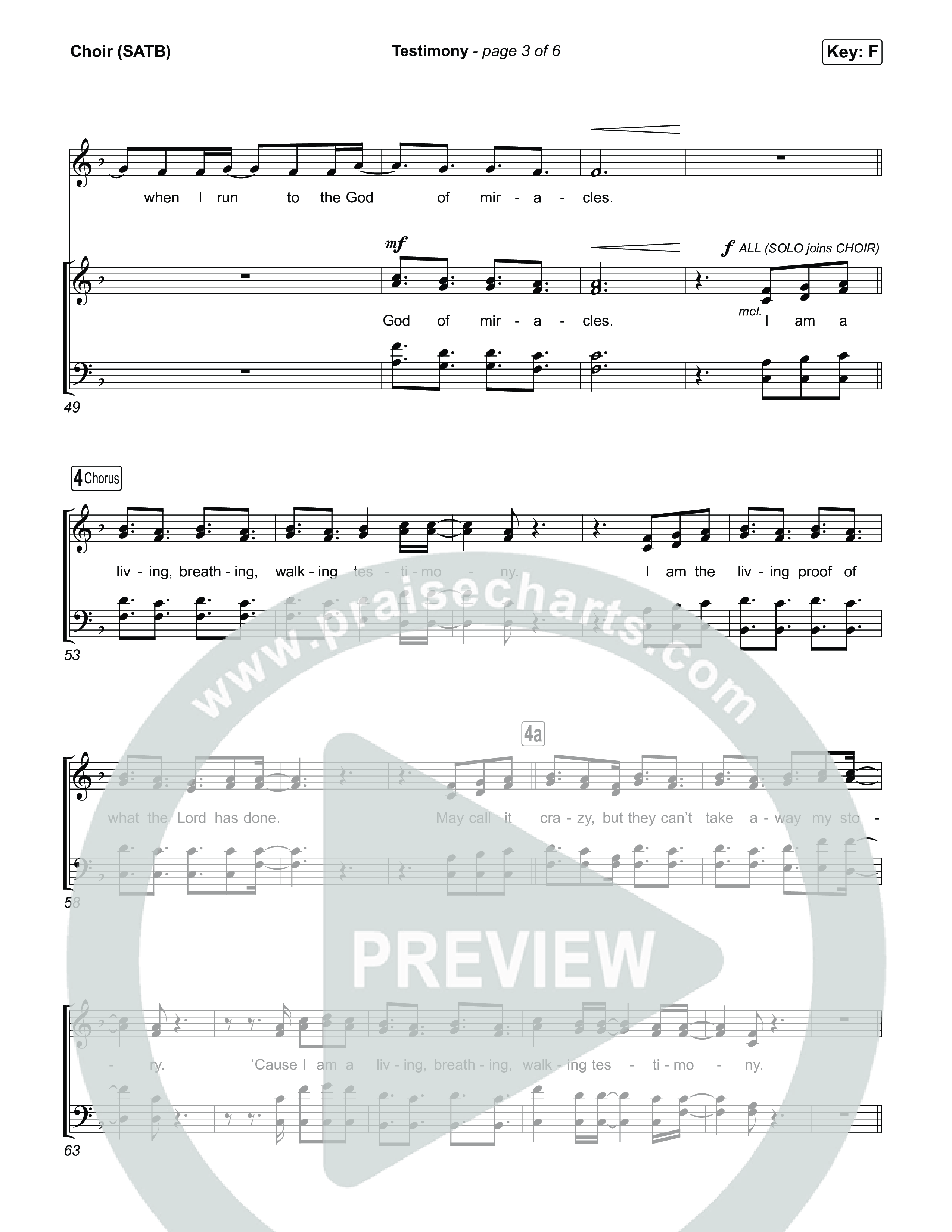 Testimony (Choral/SATB) Choir Sheet (SATB) (Travis Cottrell / Cheryl Stark / Arr. Mason Brown)