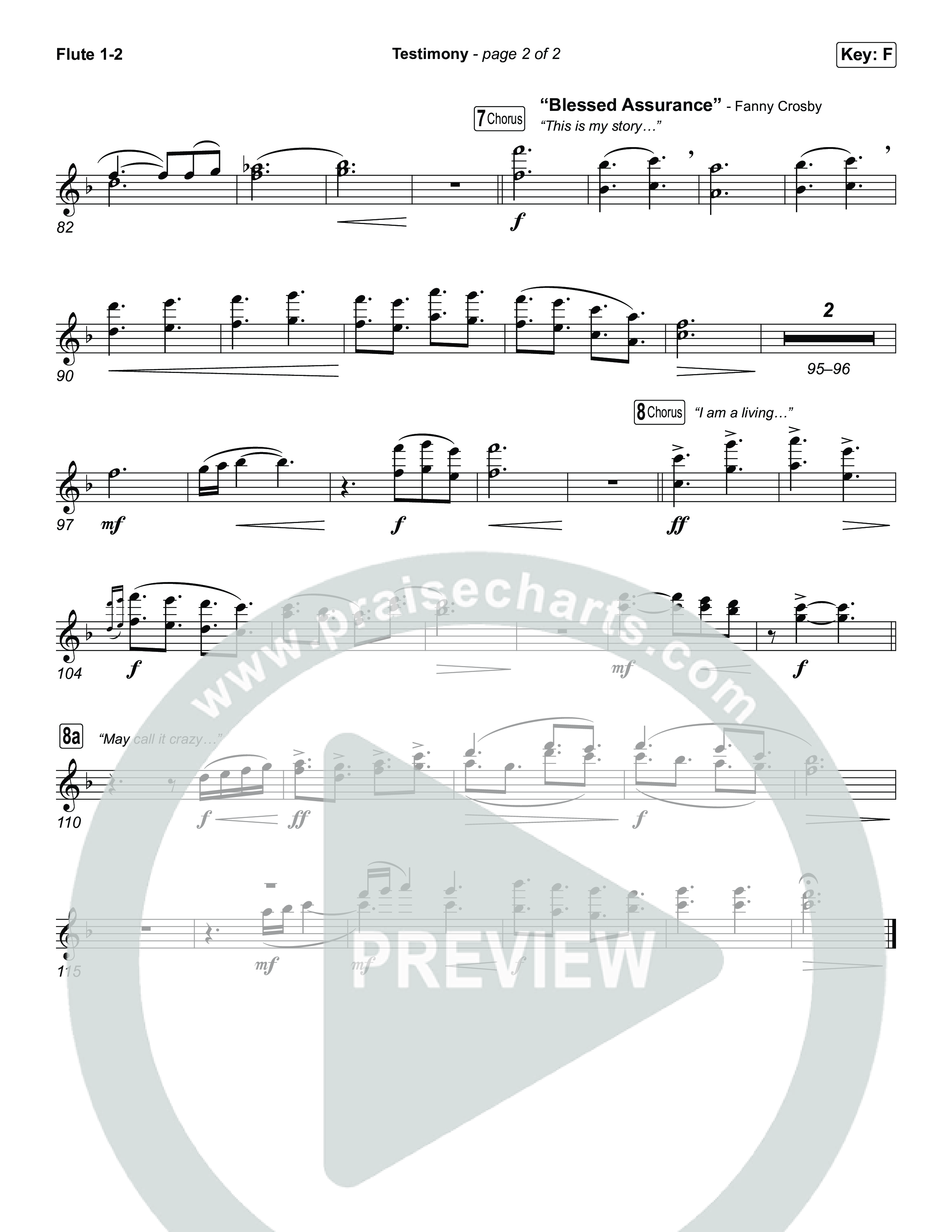 Testimony (Choral/SATB) Flute 1,2 (Travis Cottrell / Cheryl Stark / Arr. Mason Brown)