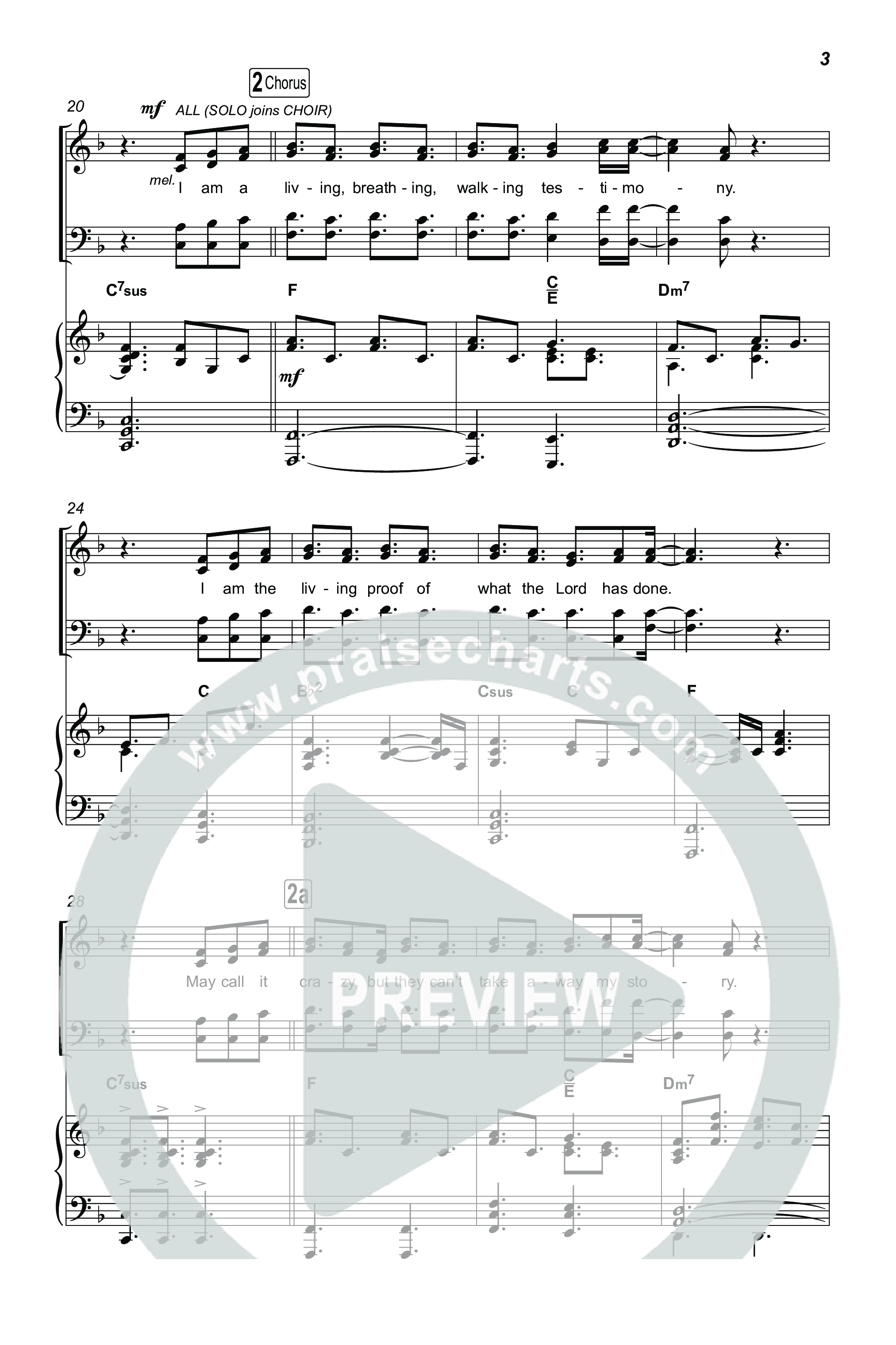 Testimony (Choral/SATB) Octavo (SATB & Pno) (Travis Cottrell / Cheryl Stark / Arr. Mason Brown)