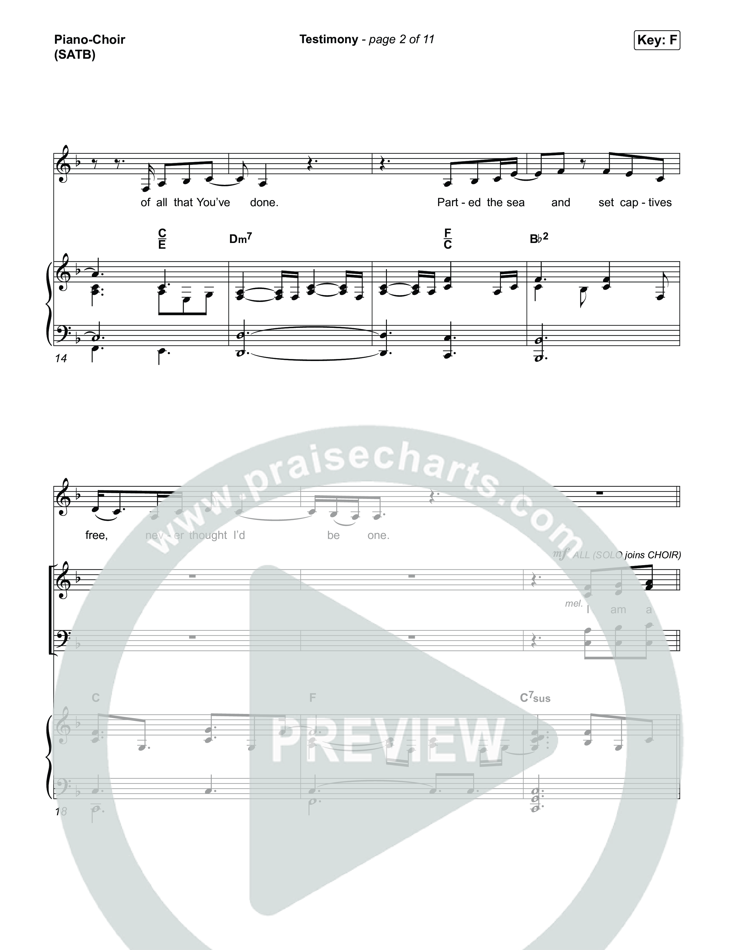 Testimony (Choral/SATB) Piano/Vocal (SATB) (Travis Cottrell / Cheryl Stark / Arr. Mason Brown)