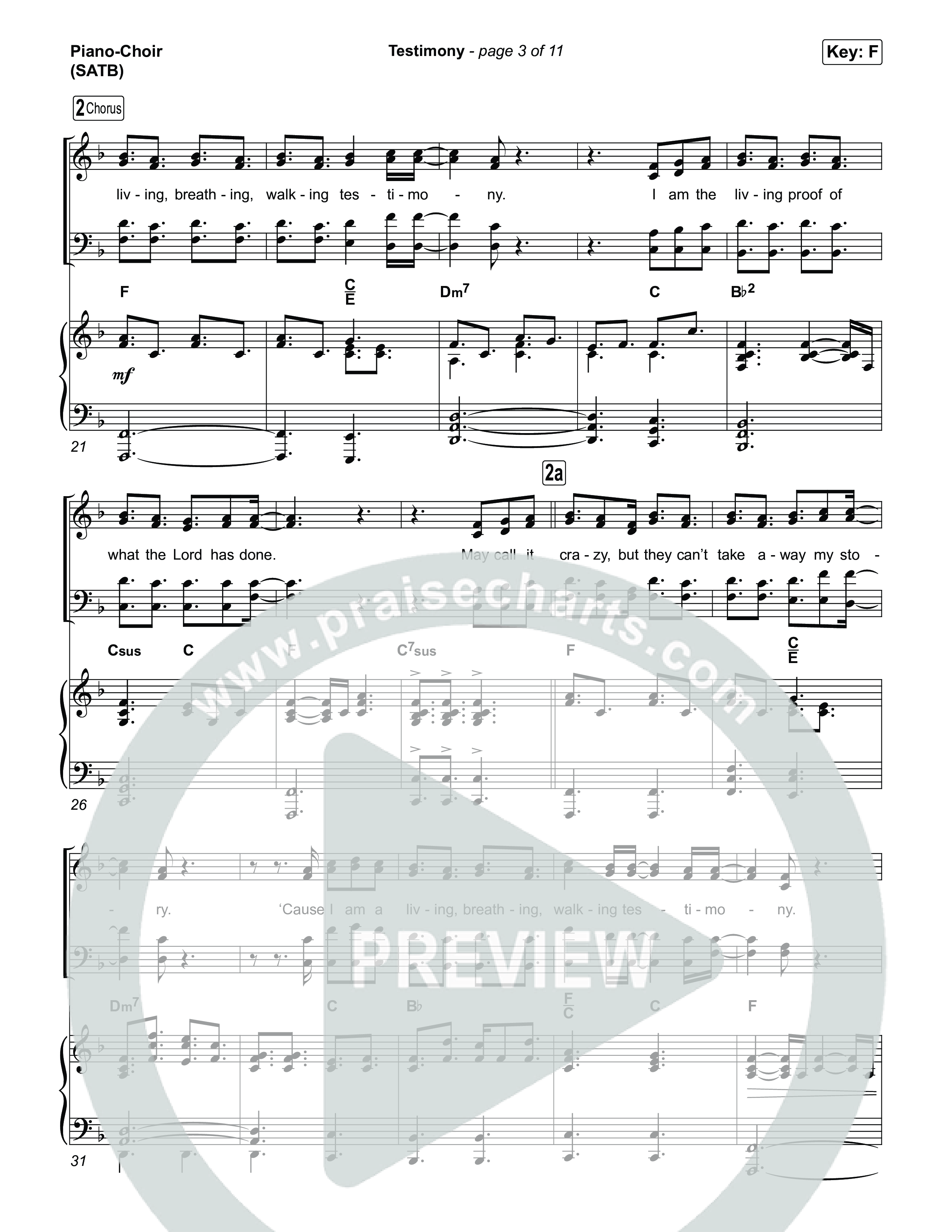 Testimony (Choral/SATB) Piano/Vocal (SATB) (Travis Cottrell / Cheryl Stark / Arr. Mason Brown)