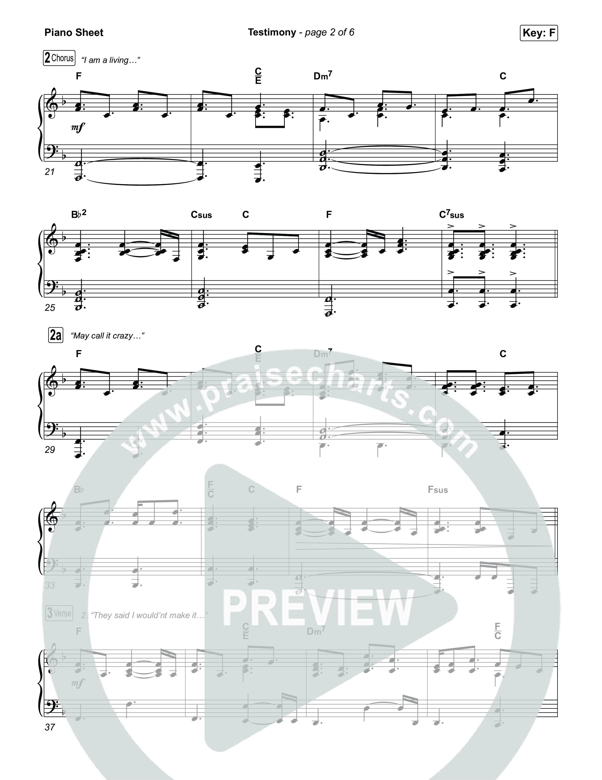 Testimony (Choral/SATB) Piano Sheet (Travis Cottrell / Cheryl Stark / Arr. Mason Brown)
