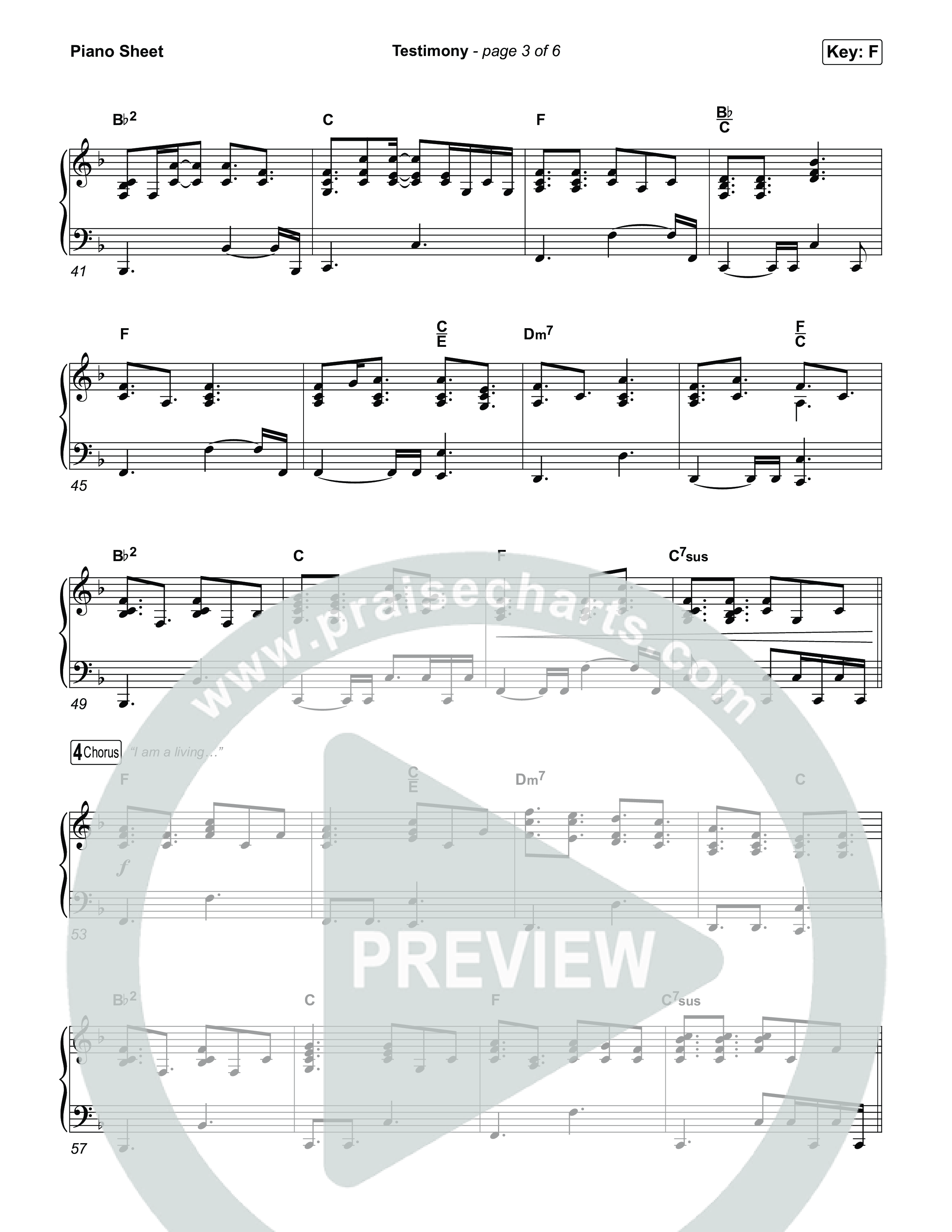 Testimony (Choral/SATB) Piano Sheet (Travis Cottrell / Cheryl Stark / Arr. Mason Brown)