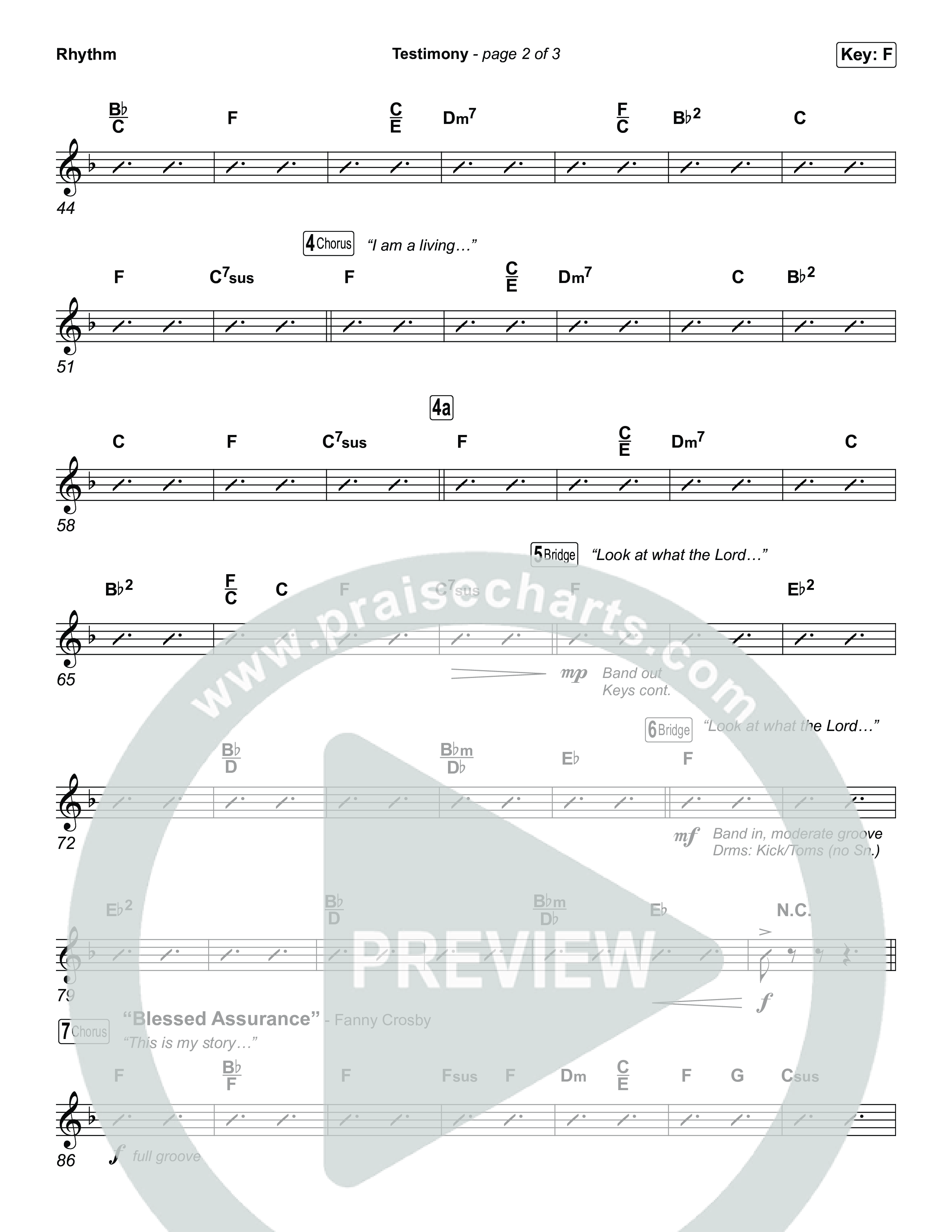 Testimony (Choral/SATB) Rhythm Chart (Travis Cottrell / Cheryl Stark / Arr. Mason Brown)