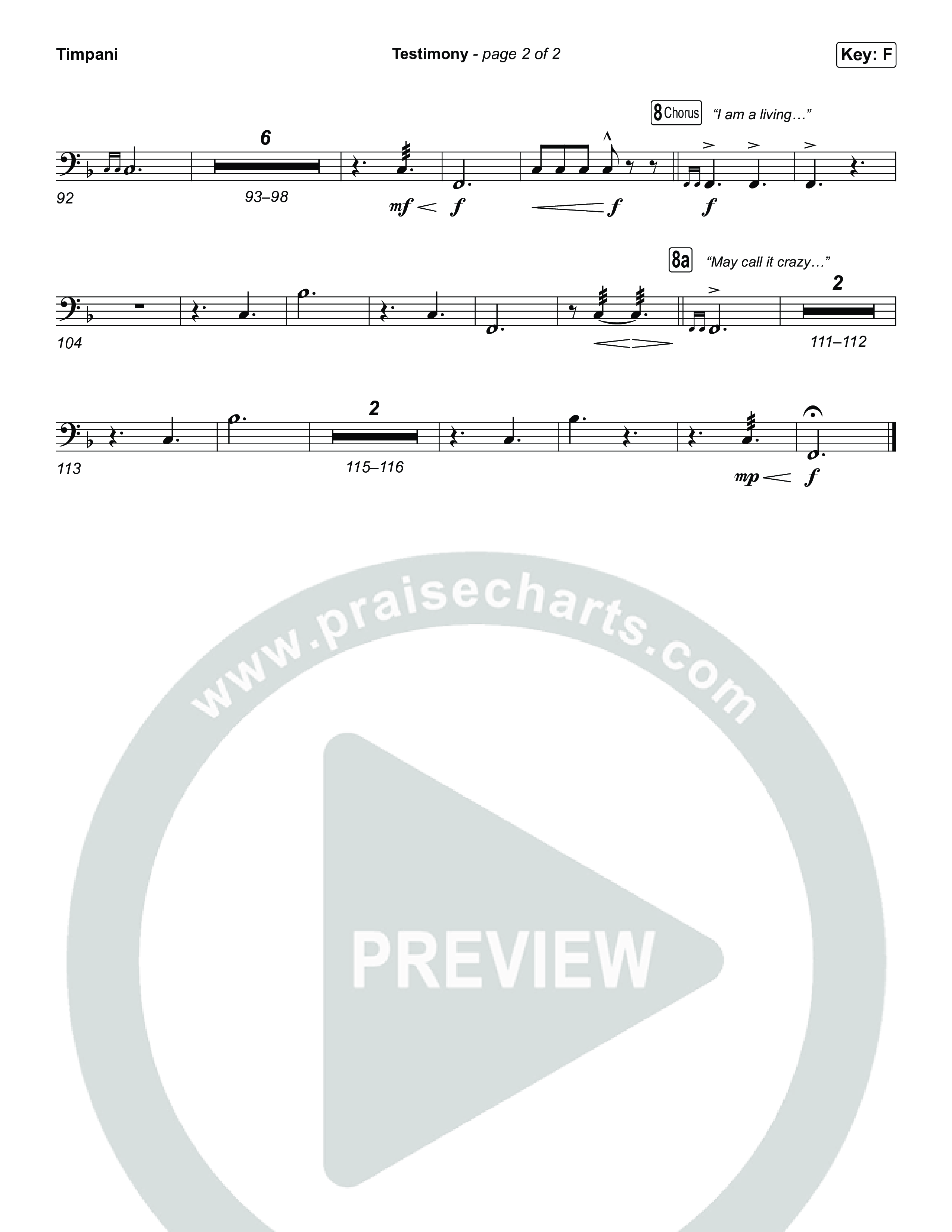 Testimony (Choral/SATB) Timpani (Travis Cottrell / Cheryl Stark / Arr. Mason Brown)