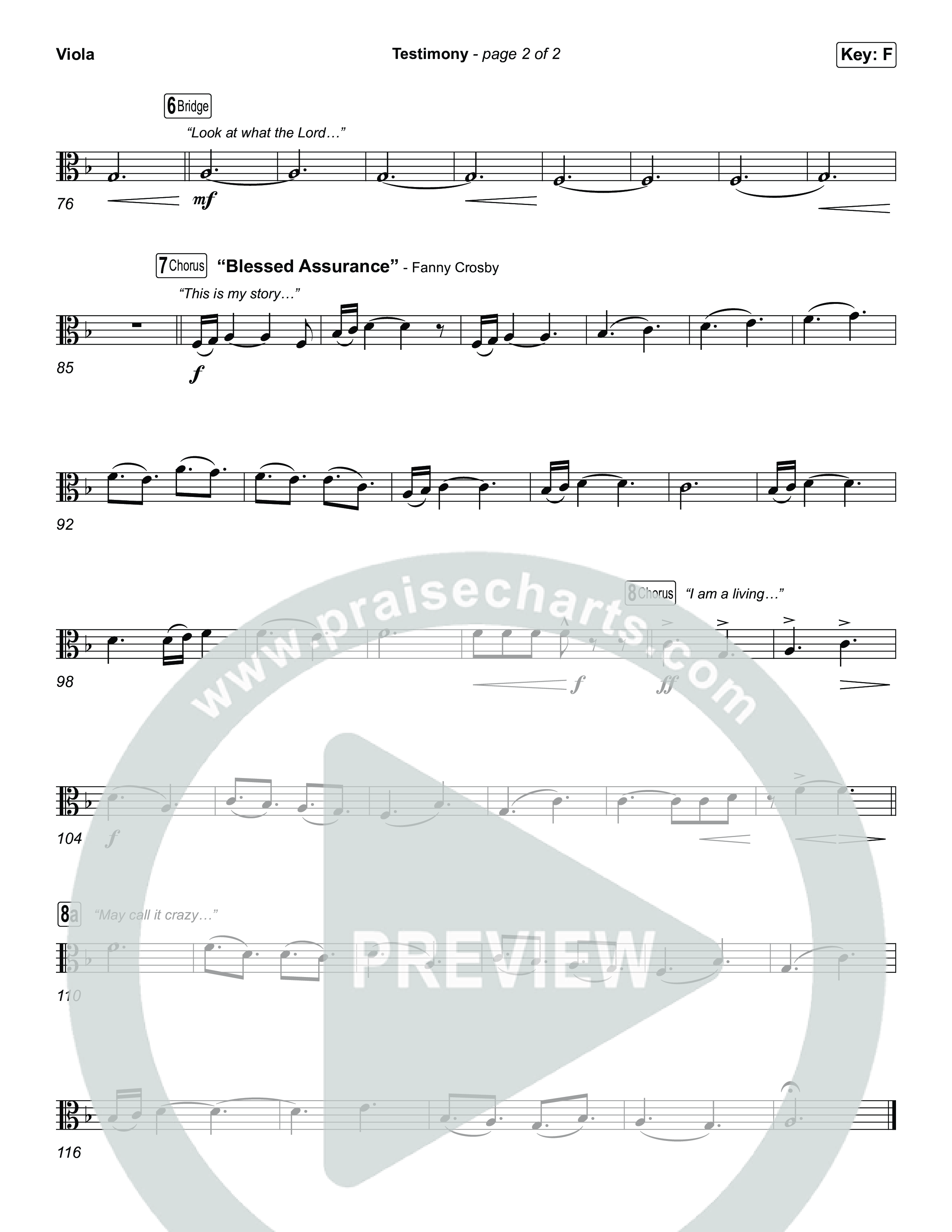 Testimony (Choral/SATB) Viola (Travis Cottrell / Cheryl Stark / Arr. Mason Brown)