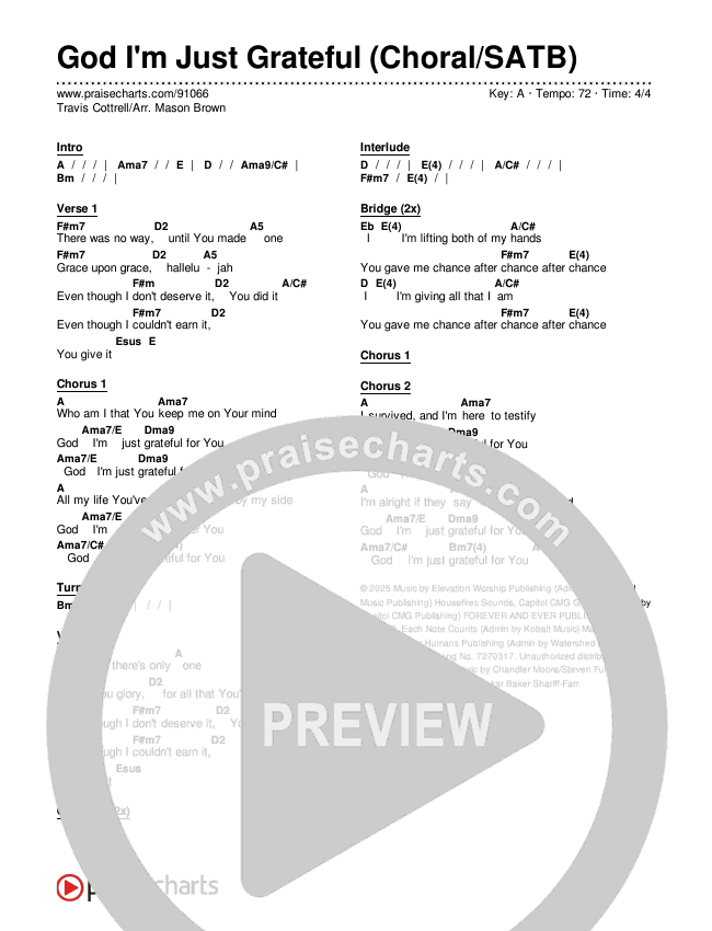 God I'm Just Grateful (Choral/SATB) Chords & Lyrics (Travis Cottrell / Arr. Mason Brown)