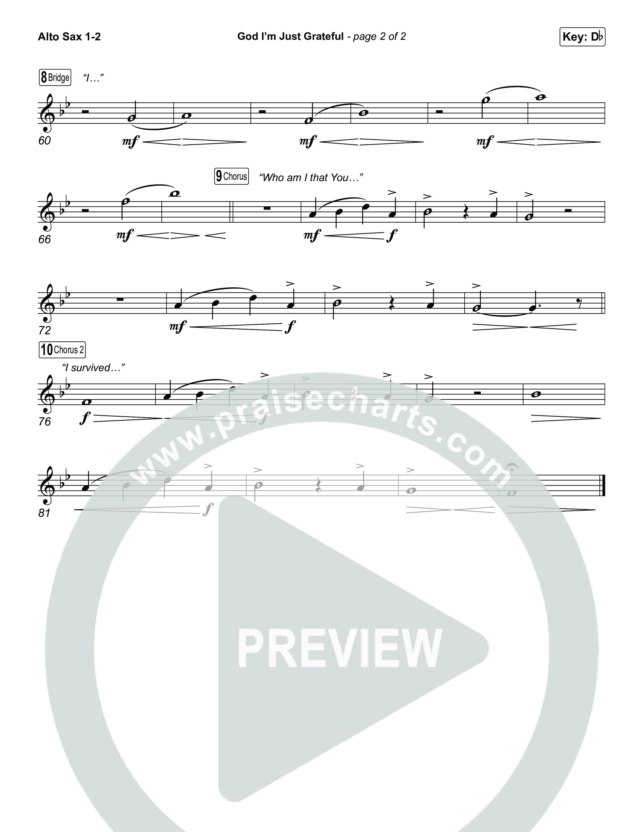 God I'm Just Grateful (Choral/SATB) Alto Sax 1,2 (Travis Cottrell / Arr. Mason Brown)