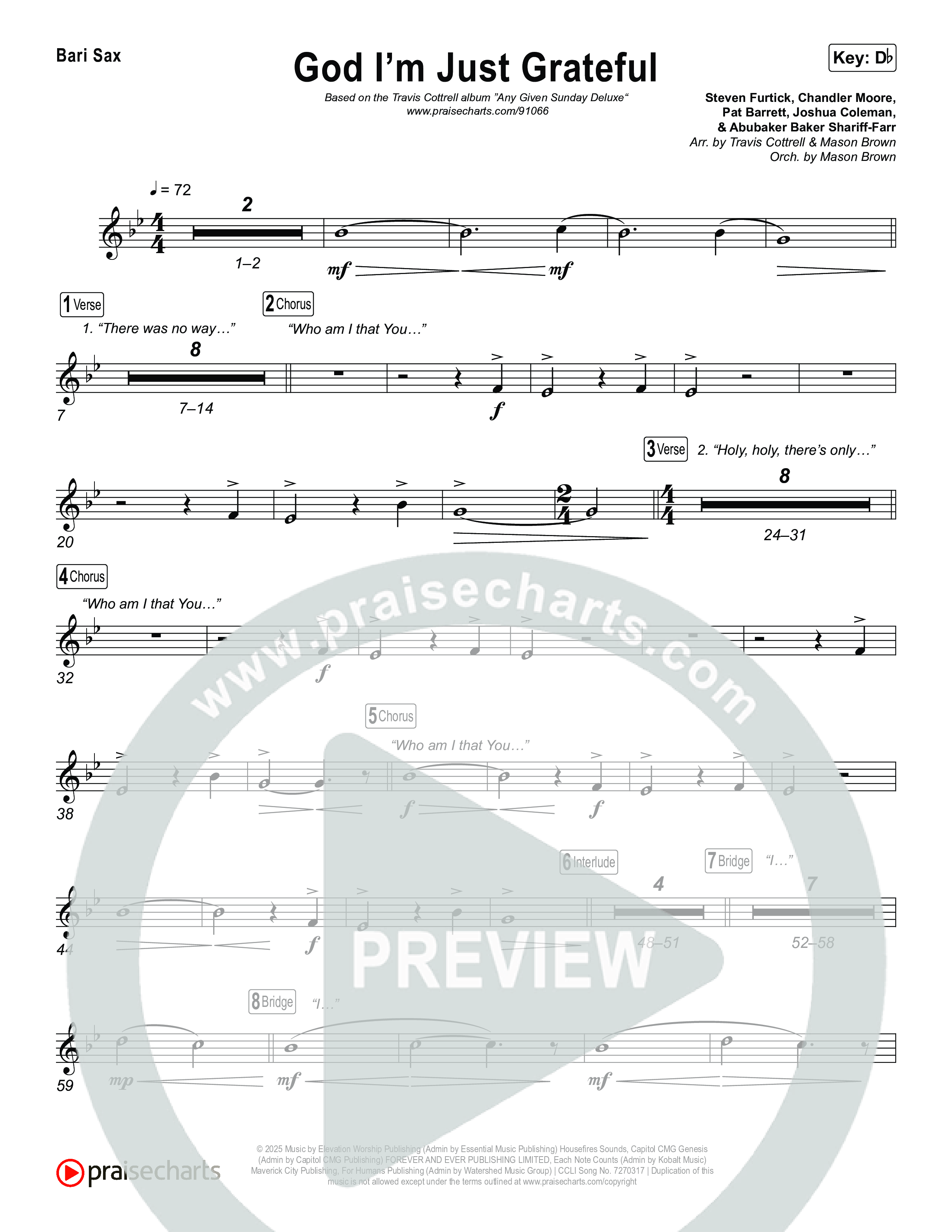 God I'm Just Grateful (Choral/SATB) Bari Sax (Travis Cottrell / Arr. Mason Brown)