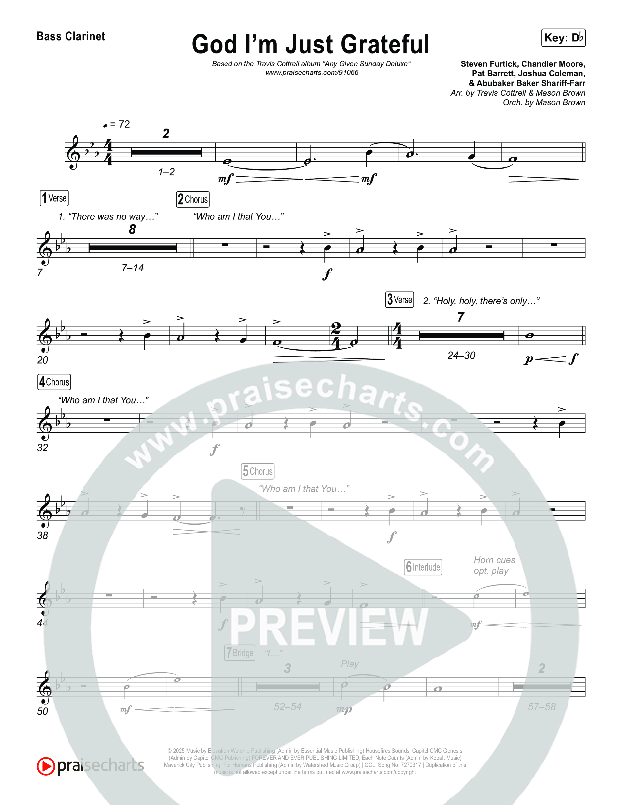God I'm Just Grateful (Choral/SATB) Bass Clarinet (Travis Cottrell / Arr. Mason Brown)