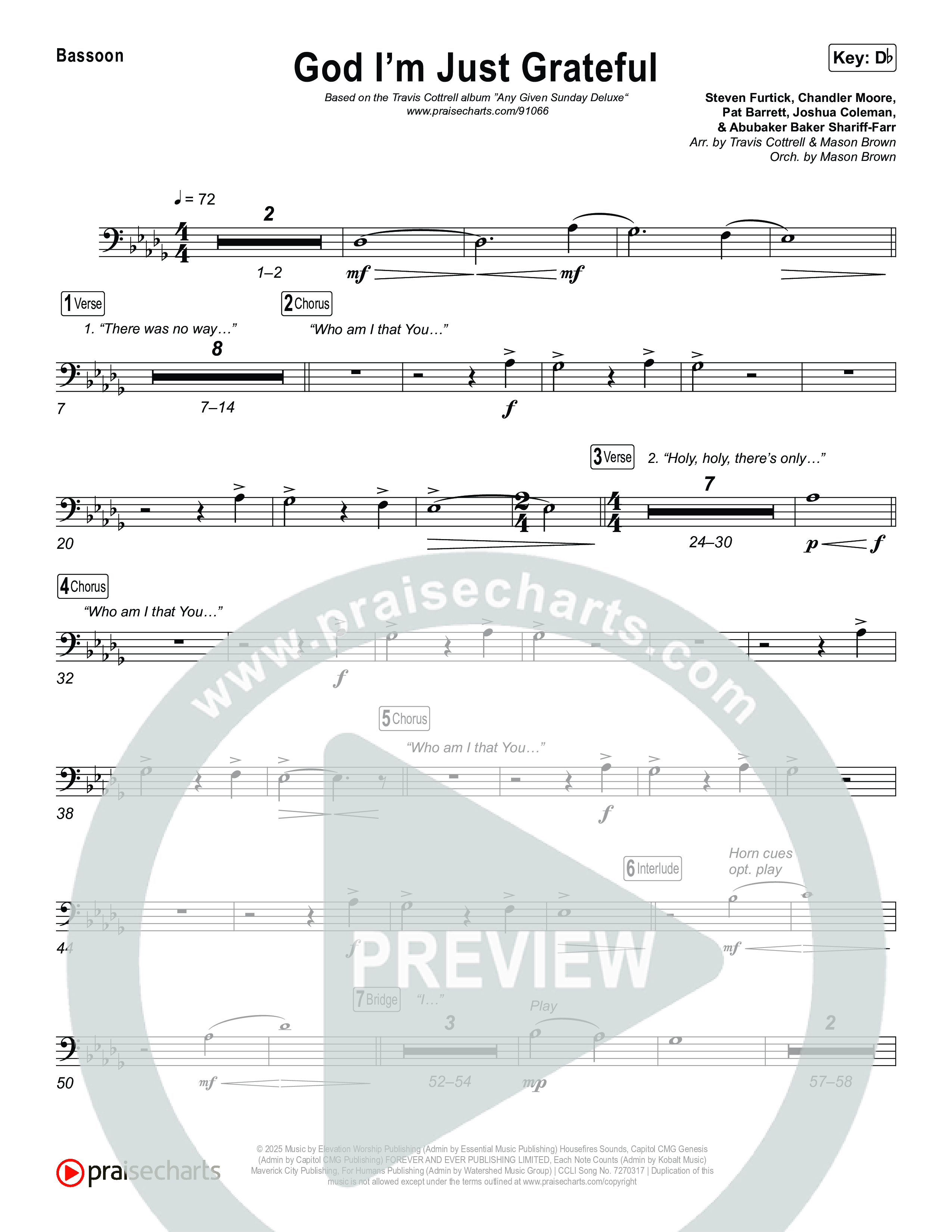 God I'm Just Grateful (Choral/SATB) Bassoon (Travis Cottrell / Arr. Mason Brown)