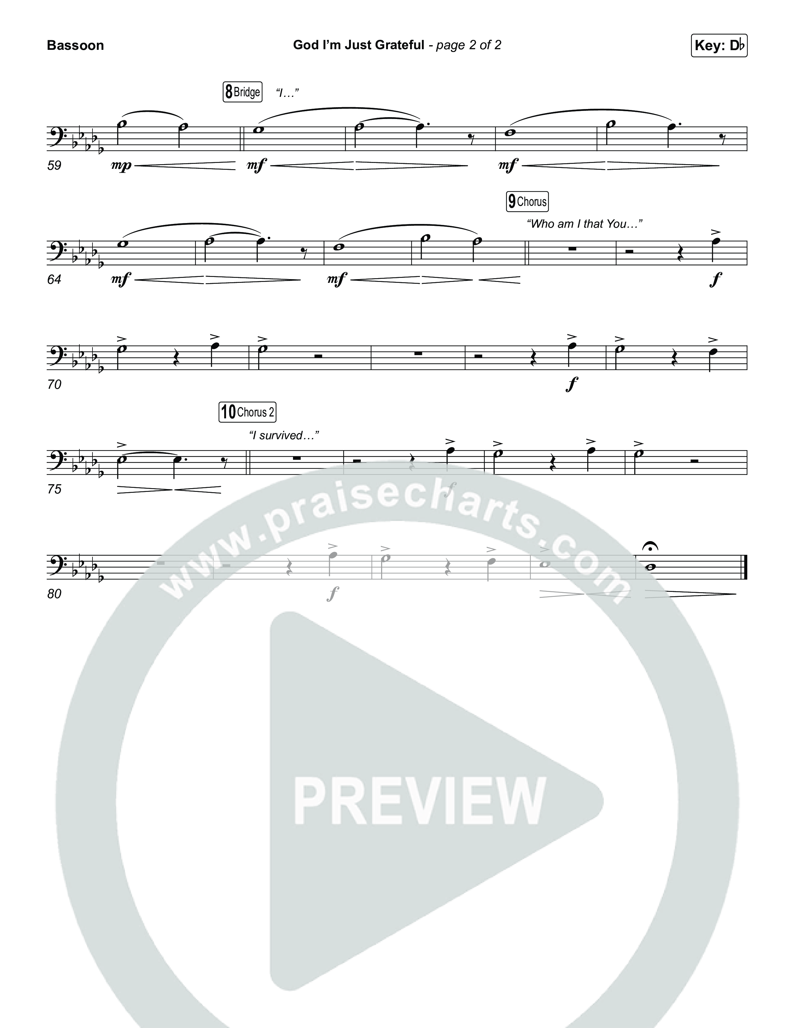 God I'm Just Grateful (Choral/SATB) Bassoon (Travis Cottrell / Arr. Mason Brown)