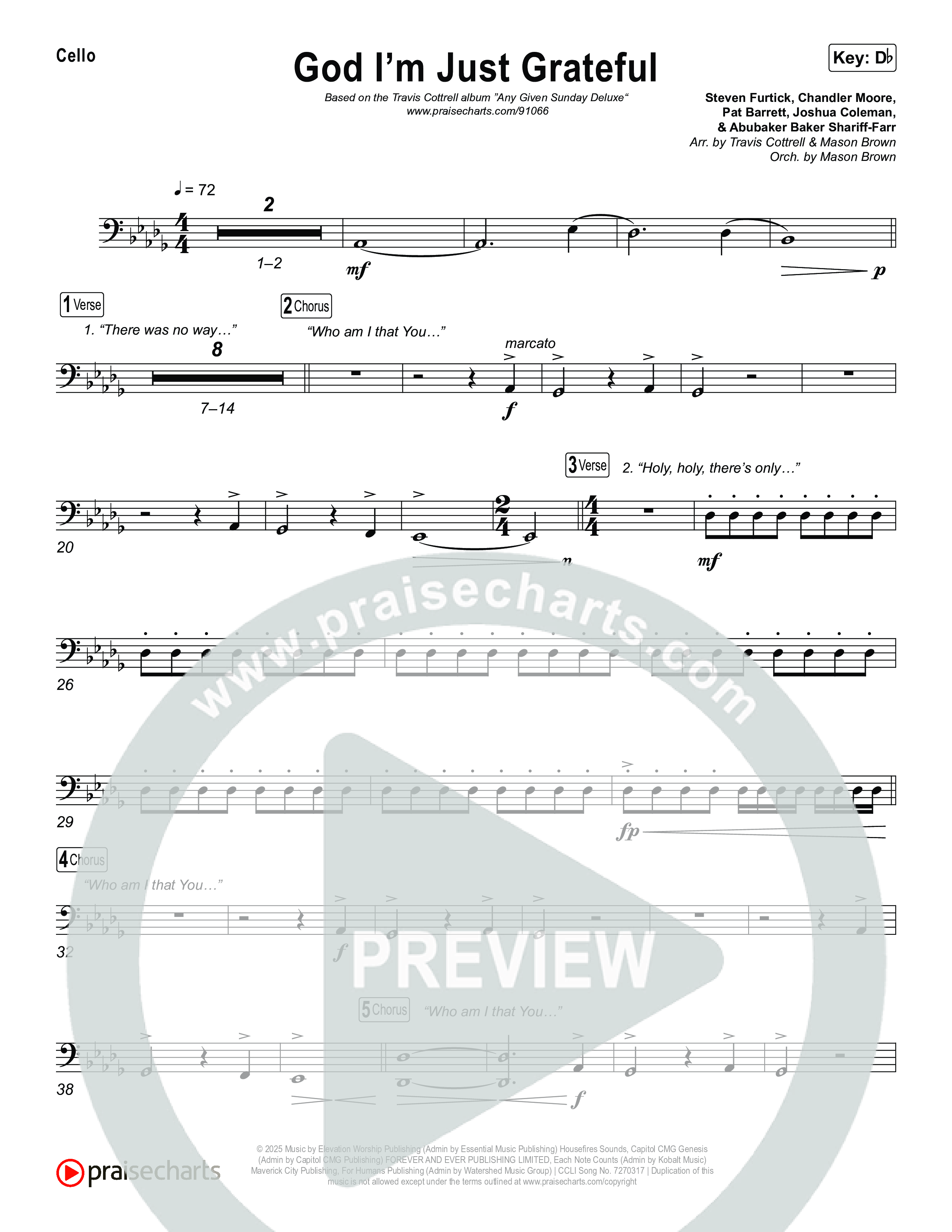 God I'm Just Grateful (Choral/SATB) Cello (Travis Cottrell / Arr. Mason Brown)