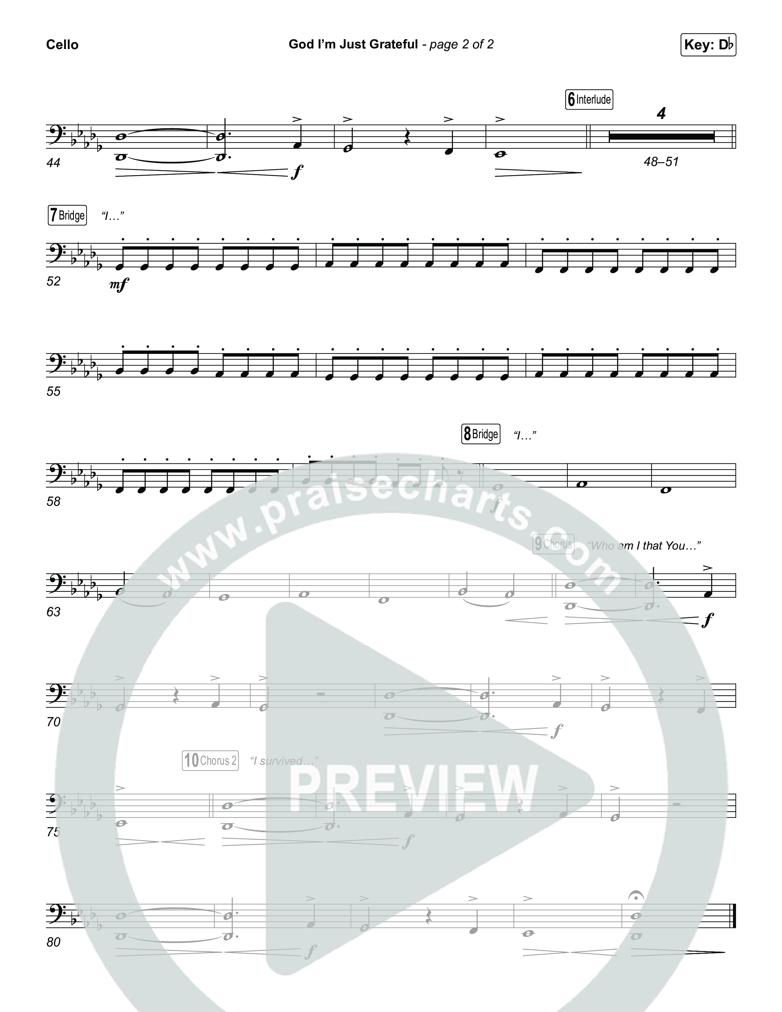 God I'm Just Grateful (Choral/SATB) Cello (Travis Cottrell / Arr. Mason Brown)