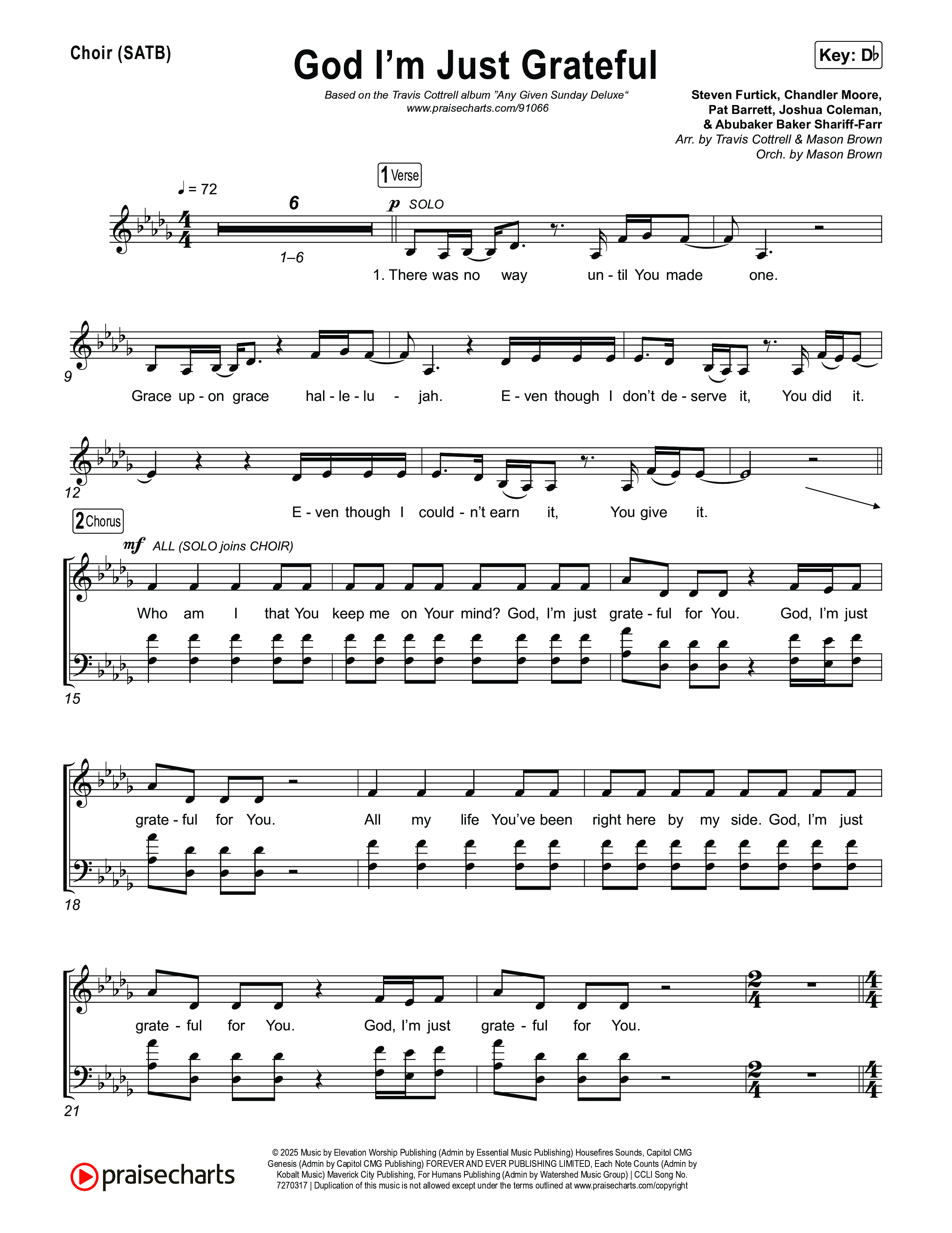 God I'm Just Grateful (Choral/SATB) Choir Sheet (SATB) (Travis Cottrell / Arr. Mason Brown)