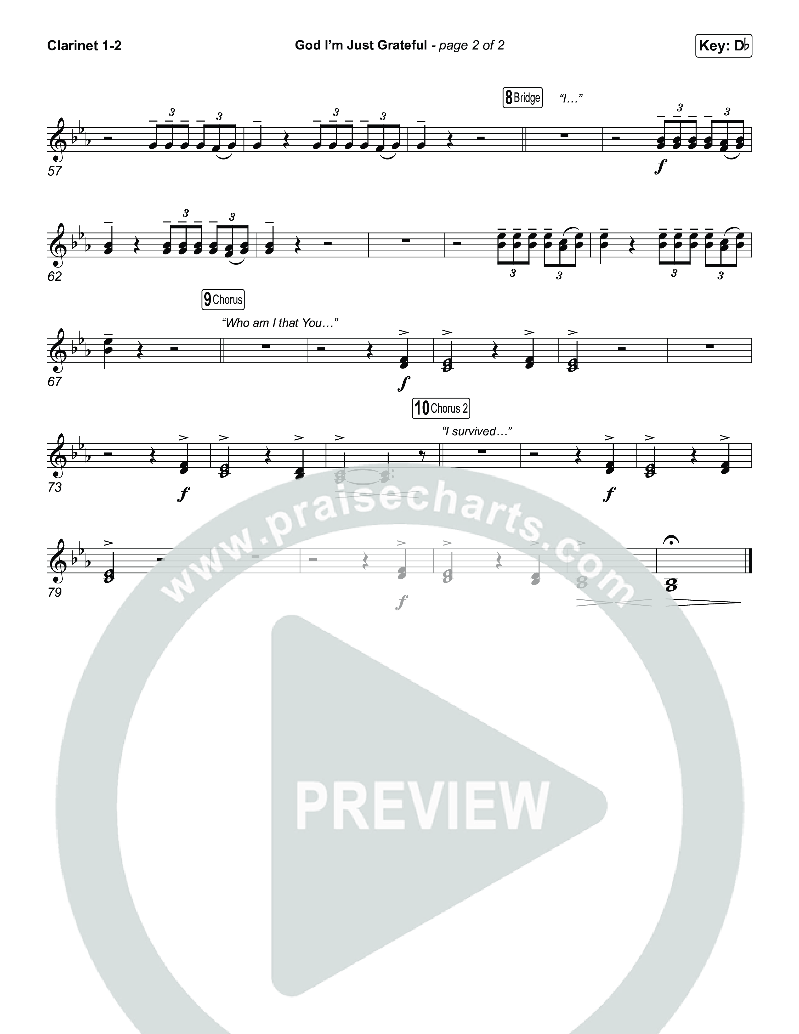 God I'm Just Grateful (Choral/SATB) Clarinet 1/2 (Travis Cottrell / Arr. Mason Brown)