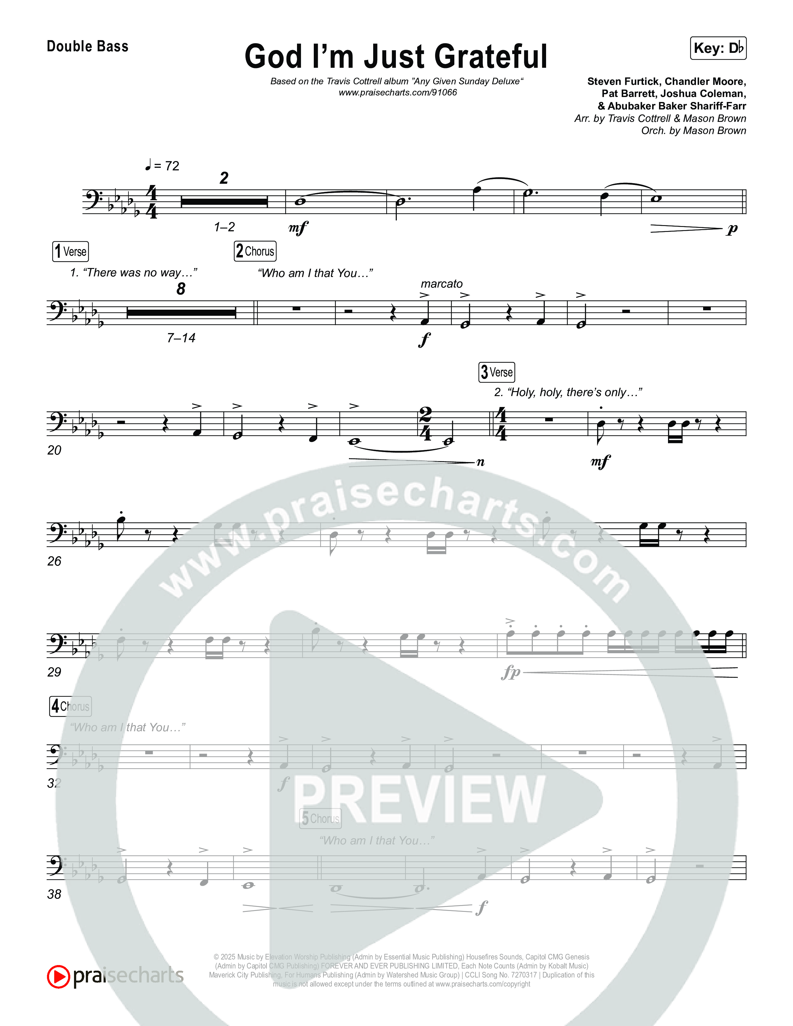 God I'm Just Grateful (Choral/SATB) String Bass (Travis Cottrell / Arr. Mason Brown)