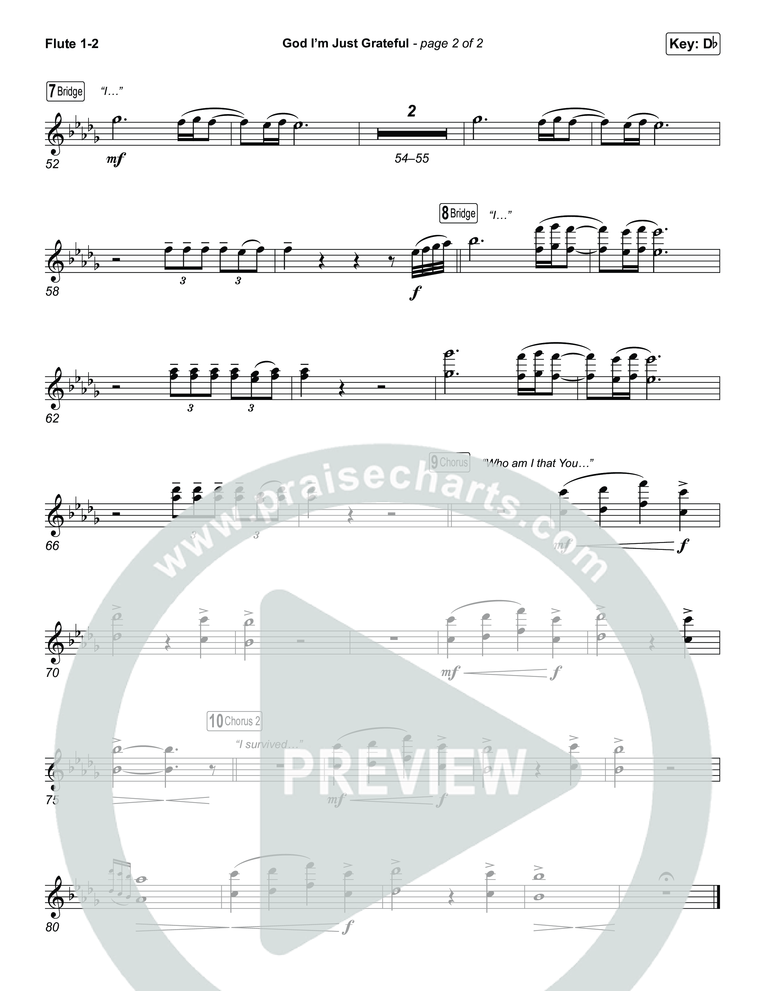 God I'm Just Grateful (Choral/SATB) Flute 1,2 (Travis Cottrell / Arr. Mason Brown)