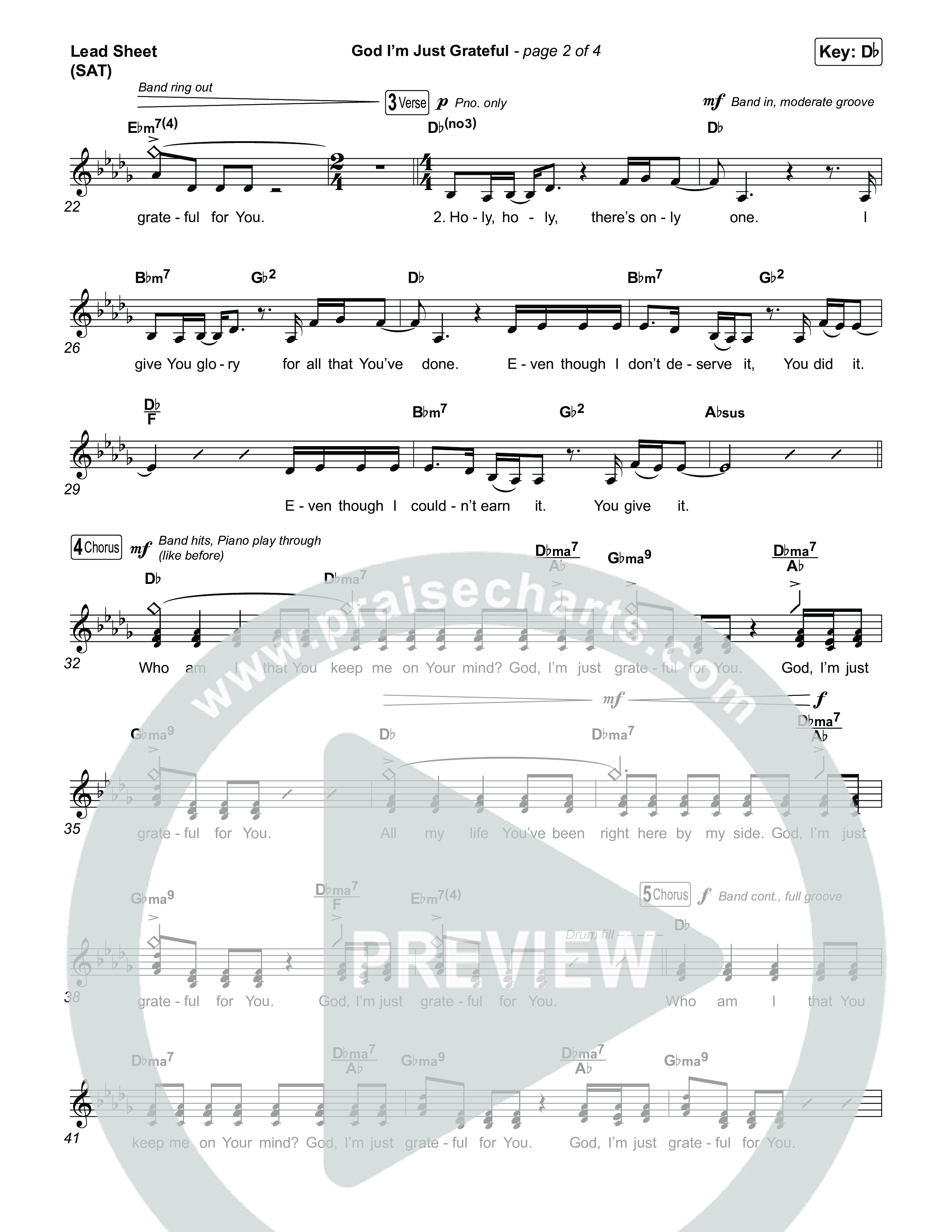 God I'm Just Grateful (Choral/SATB) Lead Sheet (SAT) (Travis Cottrell / Arr. Mason Brown)