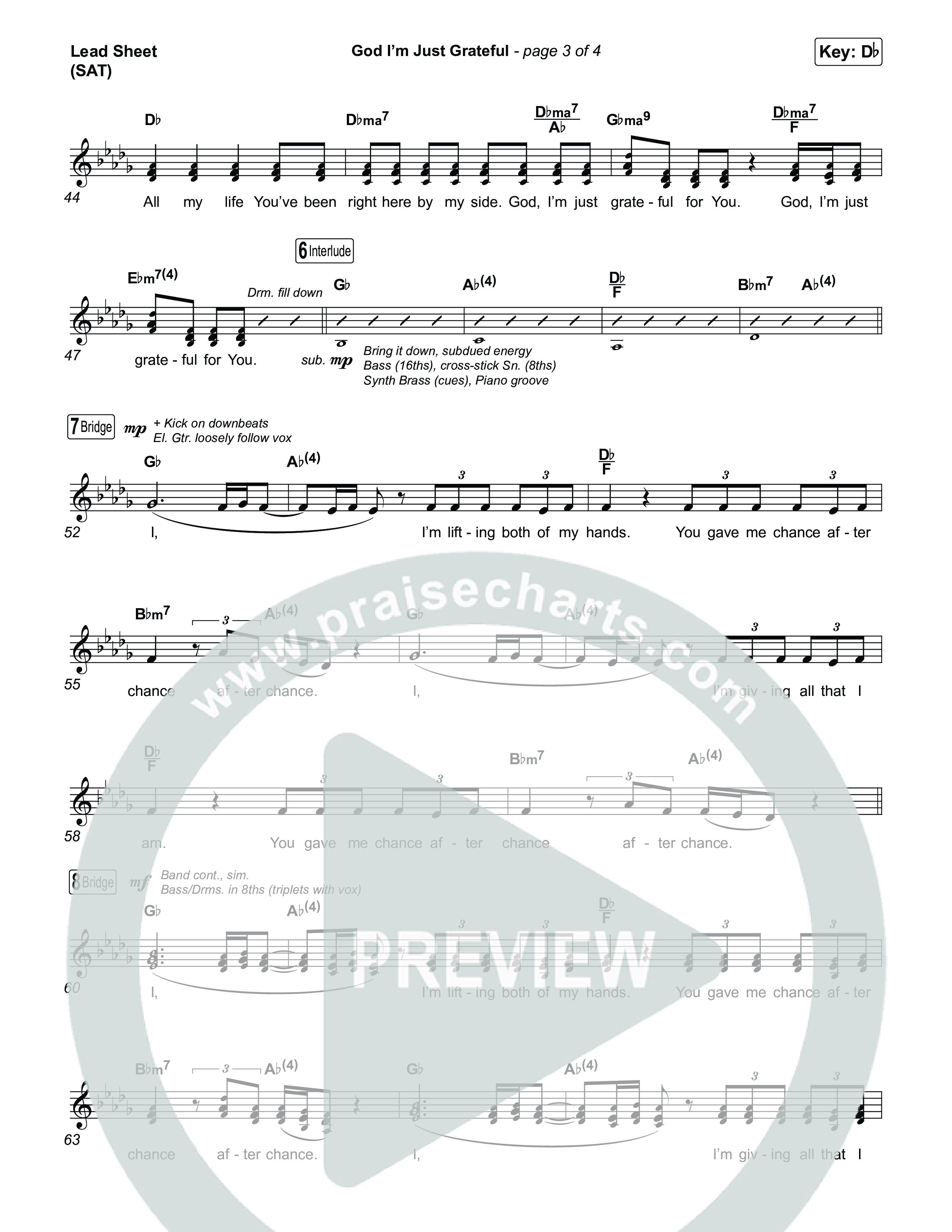 God I'm Just Grateful (Choral/SATB) Lead Sheet (SAT) (Travis Cottrell / Arr. Mason Brown)
