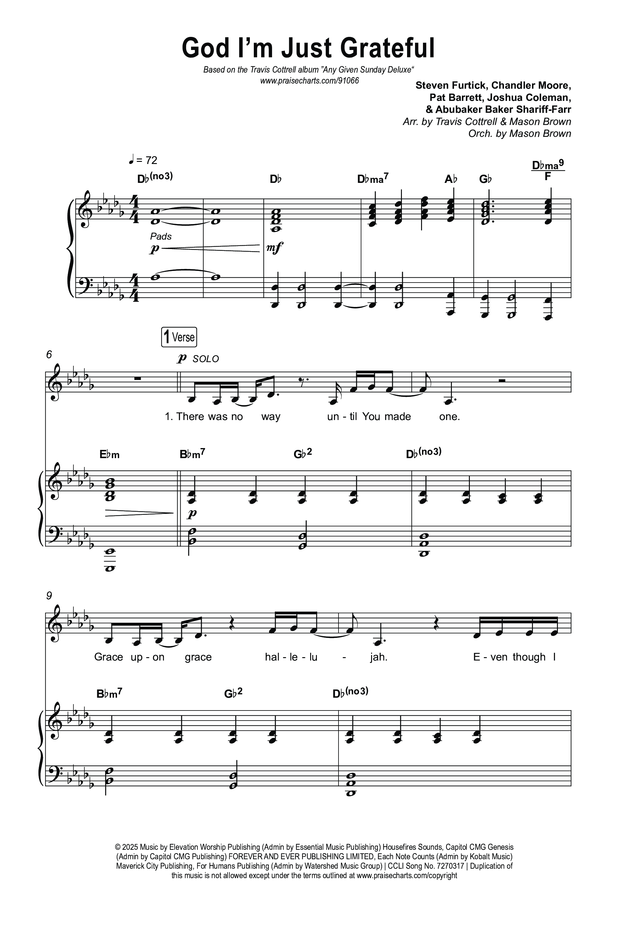 God I'm Just Grateful (Choral/SATB) Octavo (SATB & Pno) (Travis Cottrell / Arr. Mason Brown)