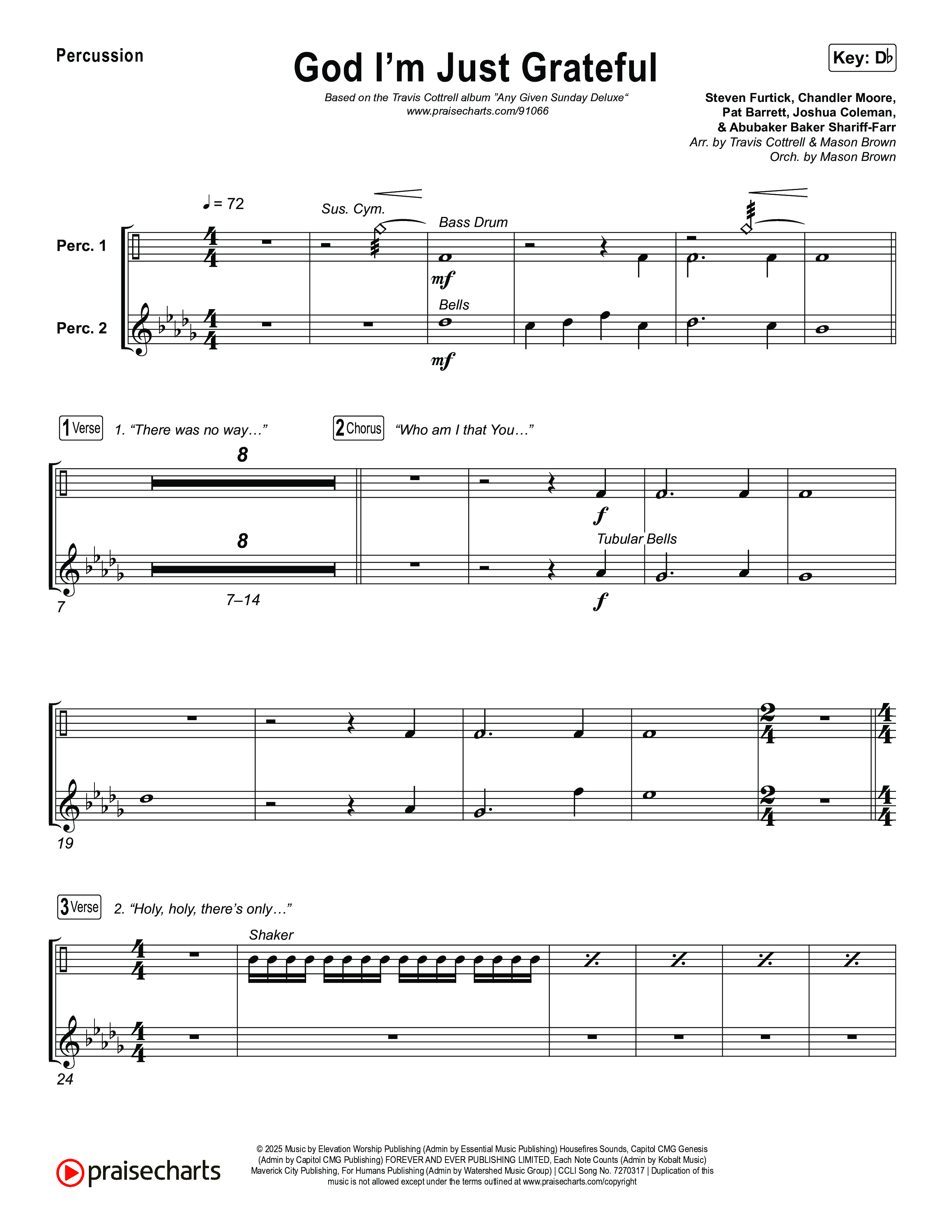 God I'm Just Grateful (Choral/SATB) Percussion (Travis Cottrell / Arr. Mason Brown)