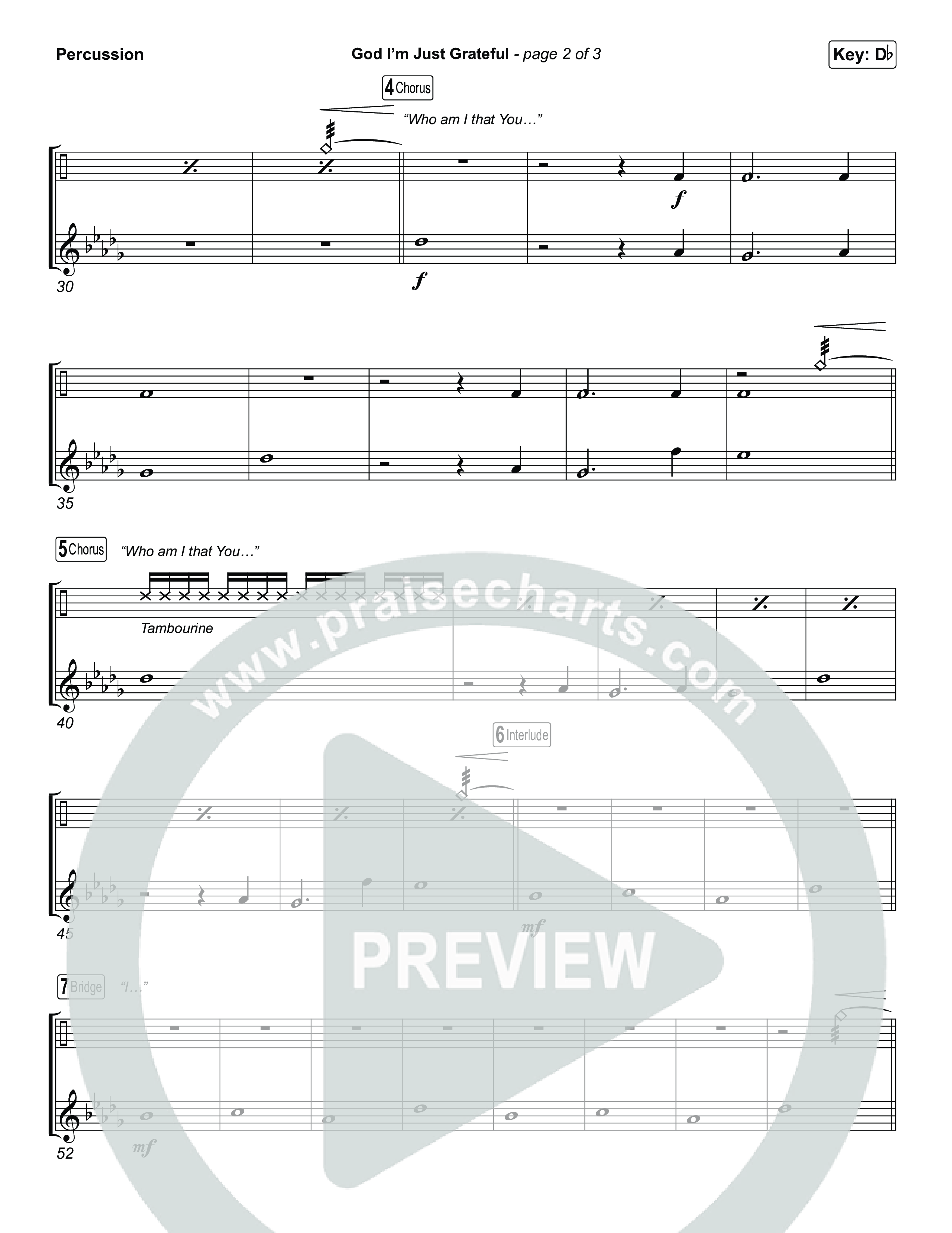 God I'm Just Grateful (Choral/SATB) Percussion (Travis Cottrell / Arr. Mason Brown)