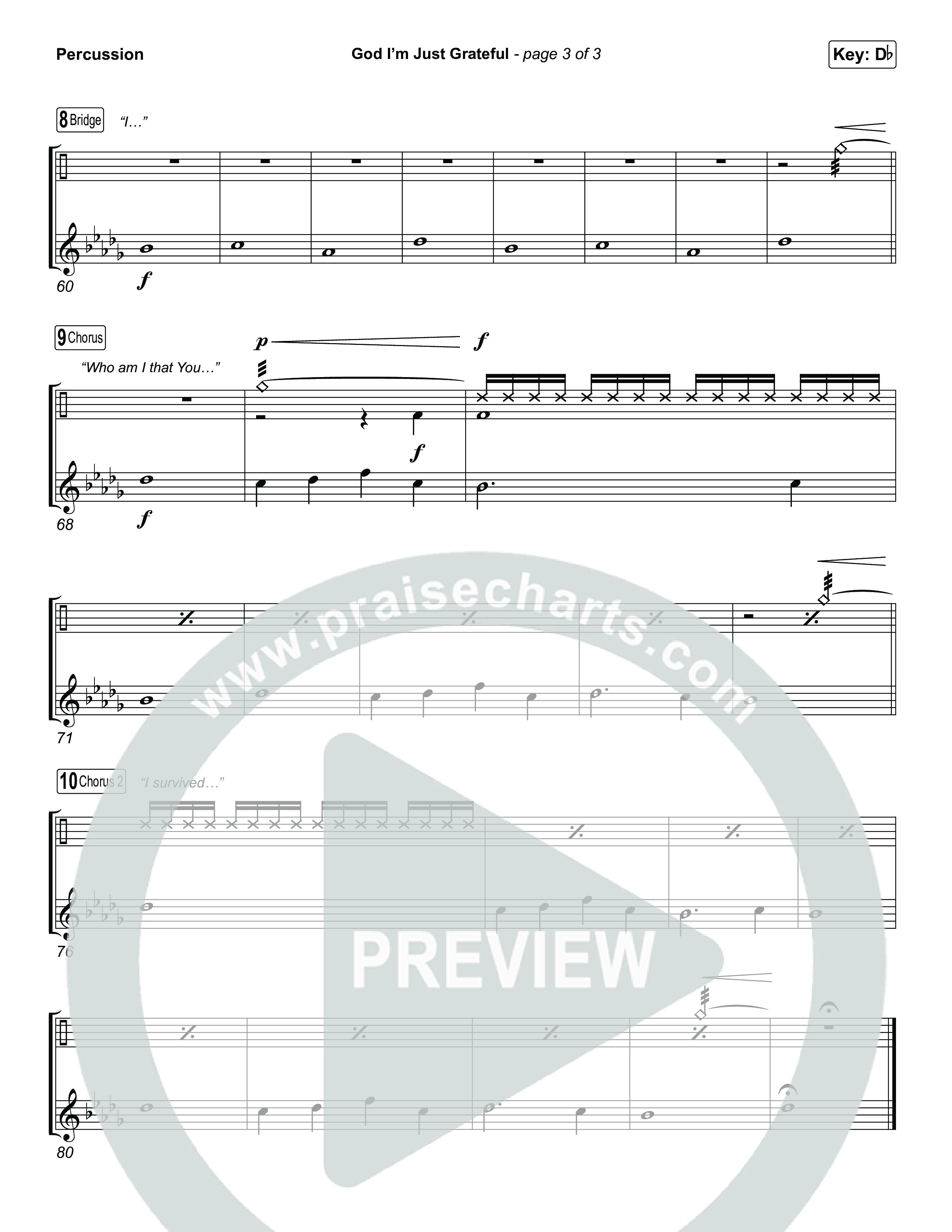 God I'm Just Grateful (Choral/SATB) Percussion (Travis Cottrell / Arr. Mason Brown)
