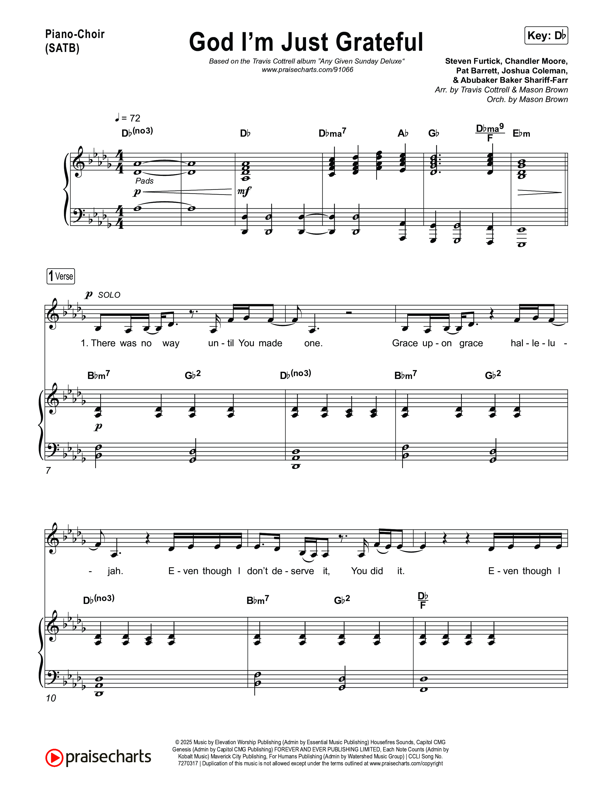 God I'm Just Grateful (Choral/SATB) Piano/Vocal (SATB) (Travis Cottrell / Arr. Mason Brown)
