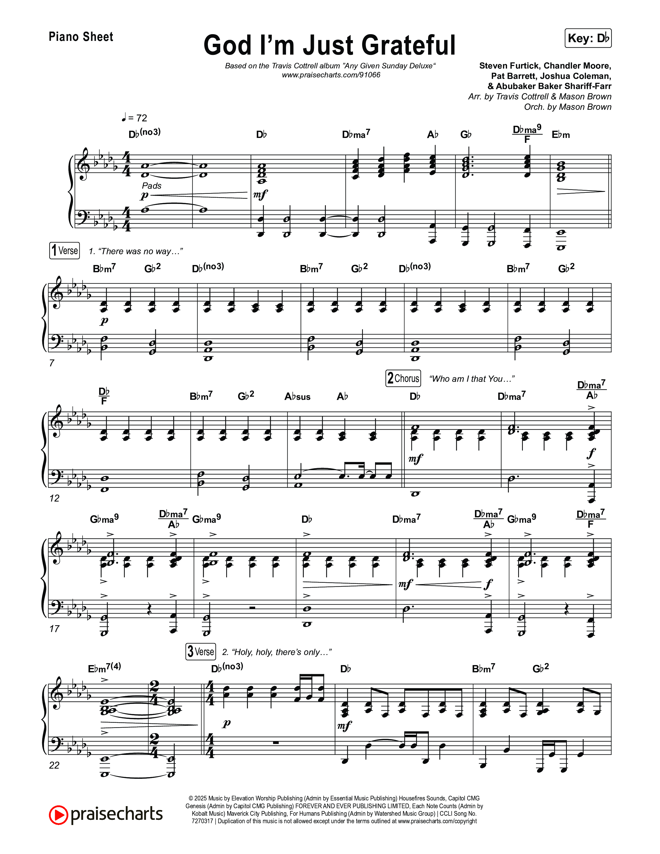 God I'm Just Grateful (Choral/SATB) Piano Sheet (Travis Cottrell / Arr. Mason Brown)