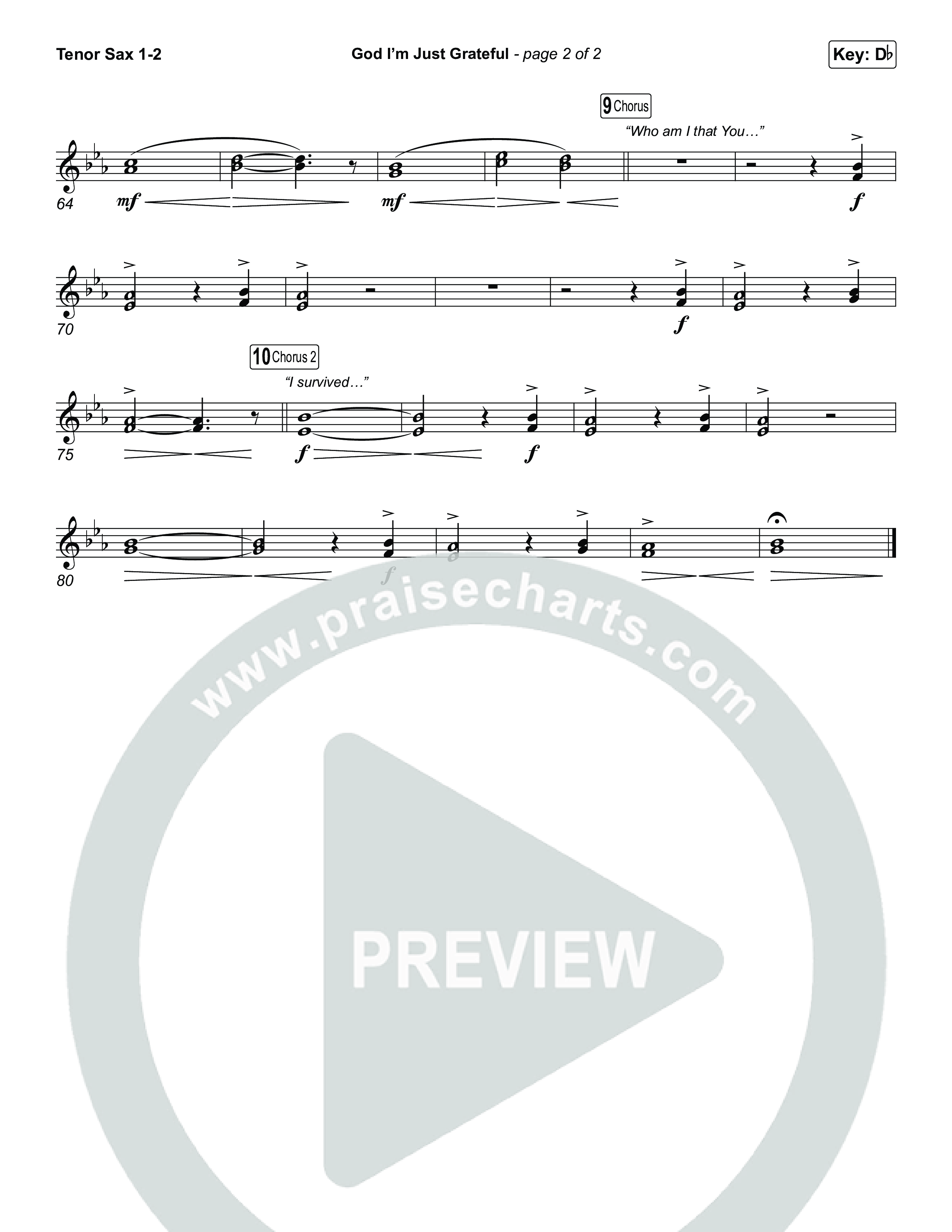 God I'm Just Grateful (Choral/SATB) Tenor Sax 1,2 (Travis Cottrell / Arr. Mason Brown)