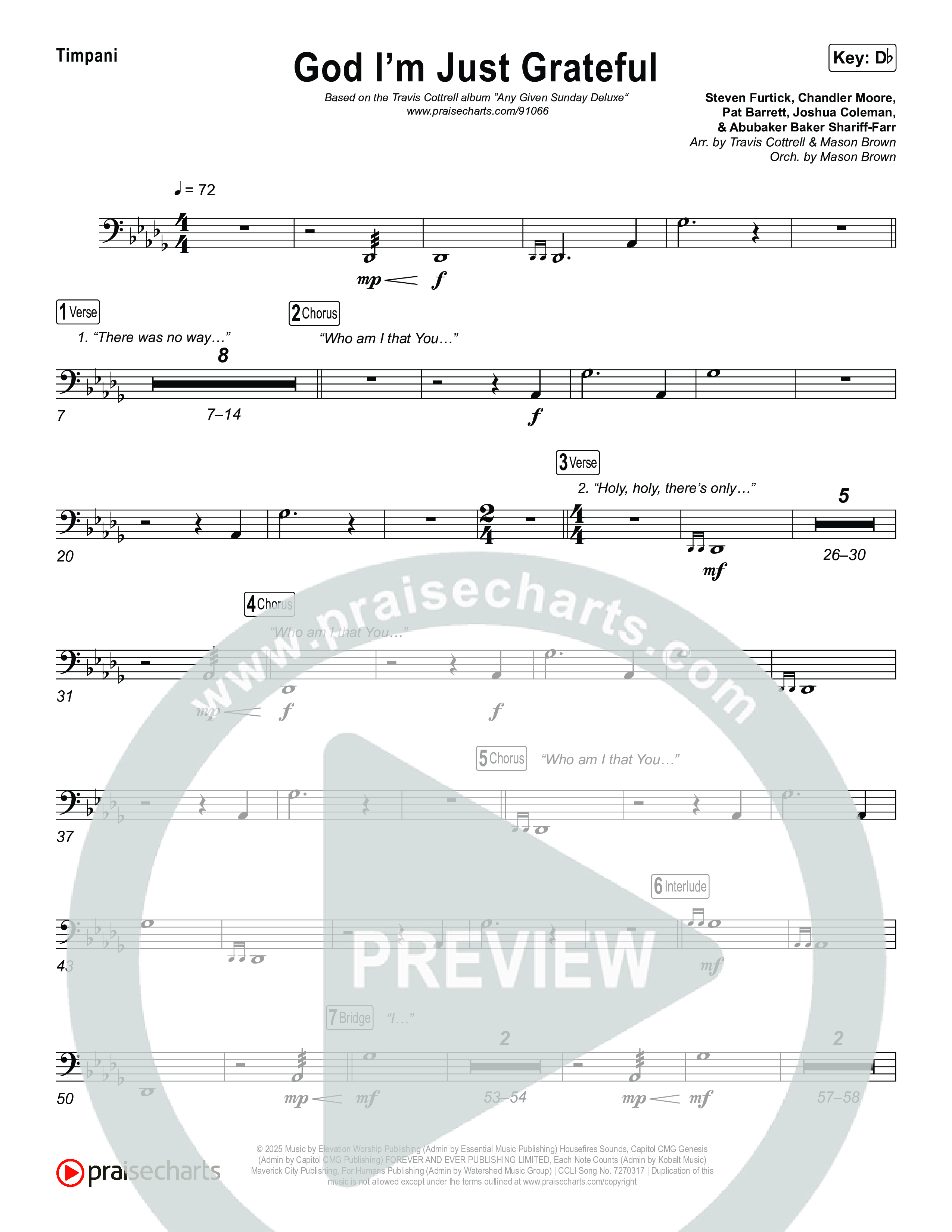 God I'm Just Grateful (Choral/SATB) Timpani (Travis Cottrell / Arr. Mason Brown)